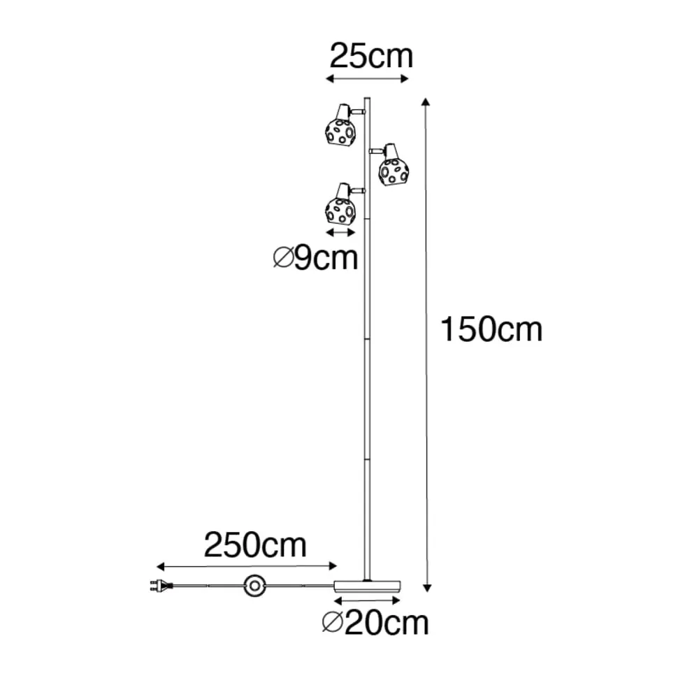 Illustration numéro 3 du produit Lampadaire en acier doré/laiton