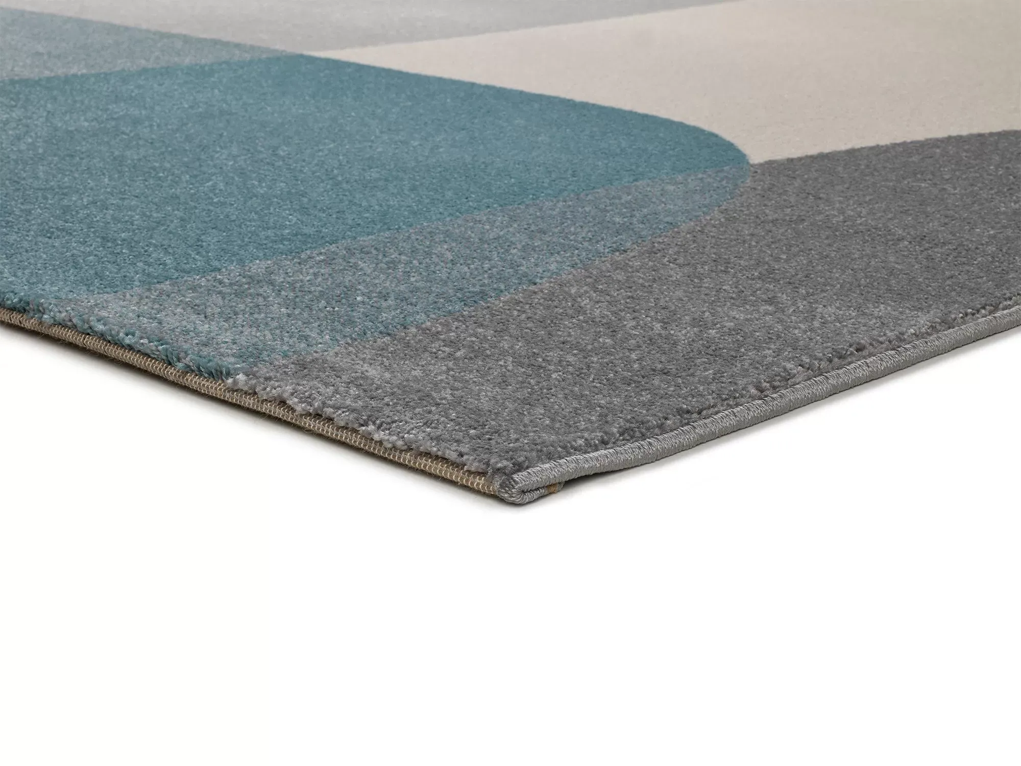 Illustration numéro 3 du produit Tapis formes en écru, moutarde et bleu 140x200 cm