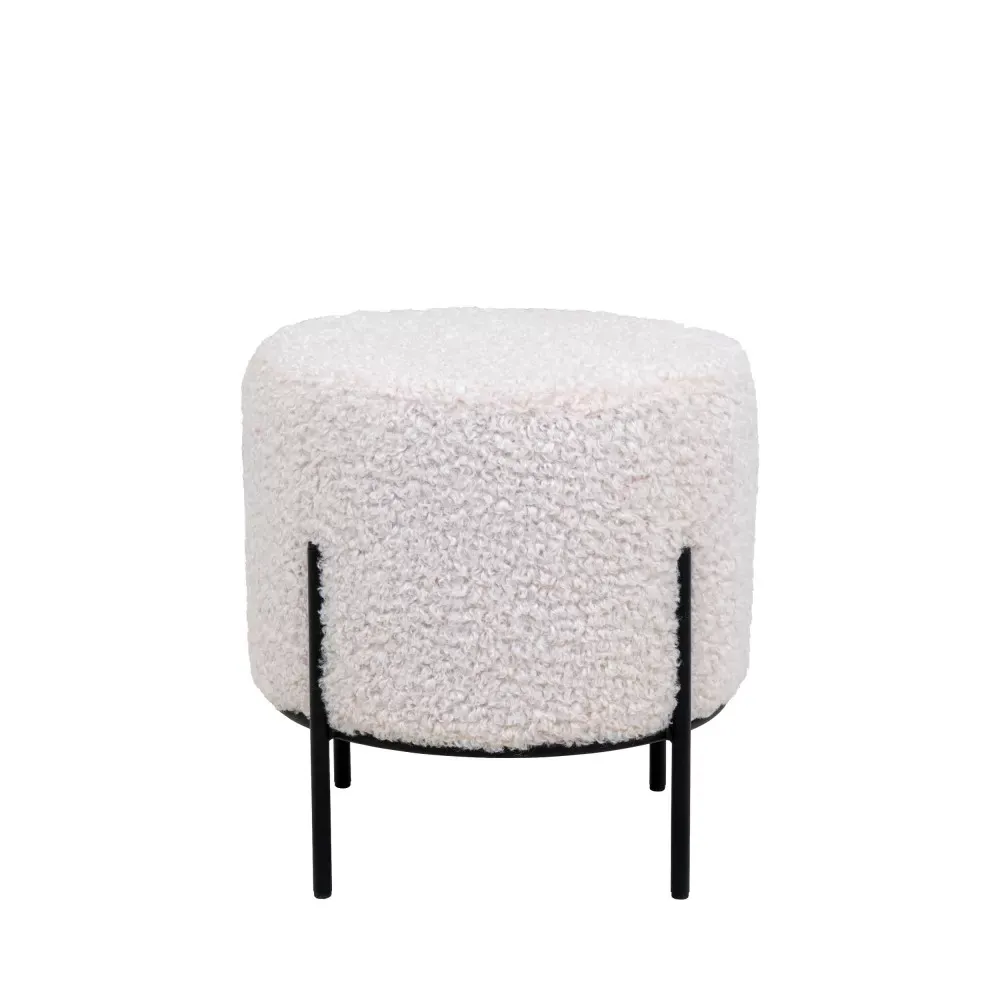 Illustration numéro 3 du produit Pouf rond en tissu bouclette et métal ø35,5cm - Sable