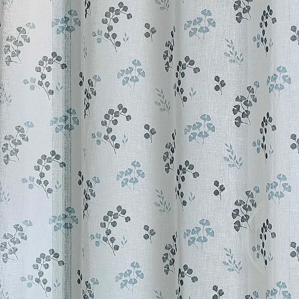 Illustration numéro 3 du produit Voilage tamisant en étamine fleurie polyester gris clair 140x240 cm