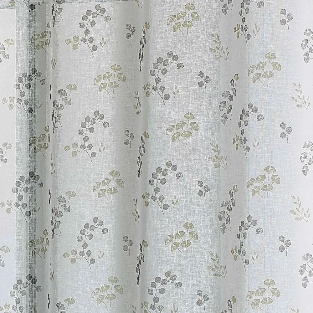 Illustration numéro 3 du produit Voilage tamisant en étamine fleurie polyester taupe 140x240 cm