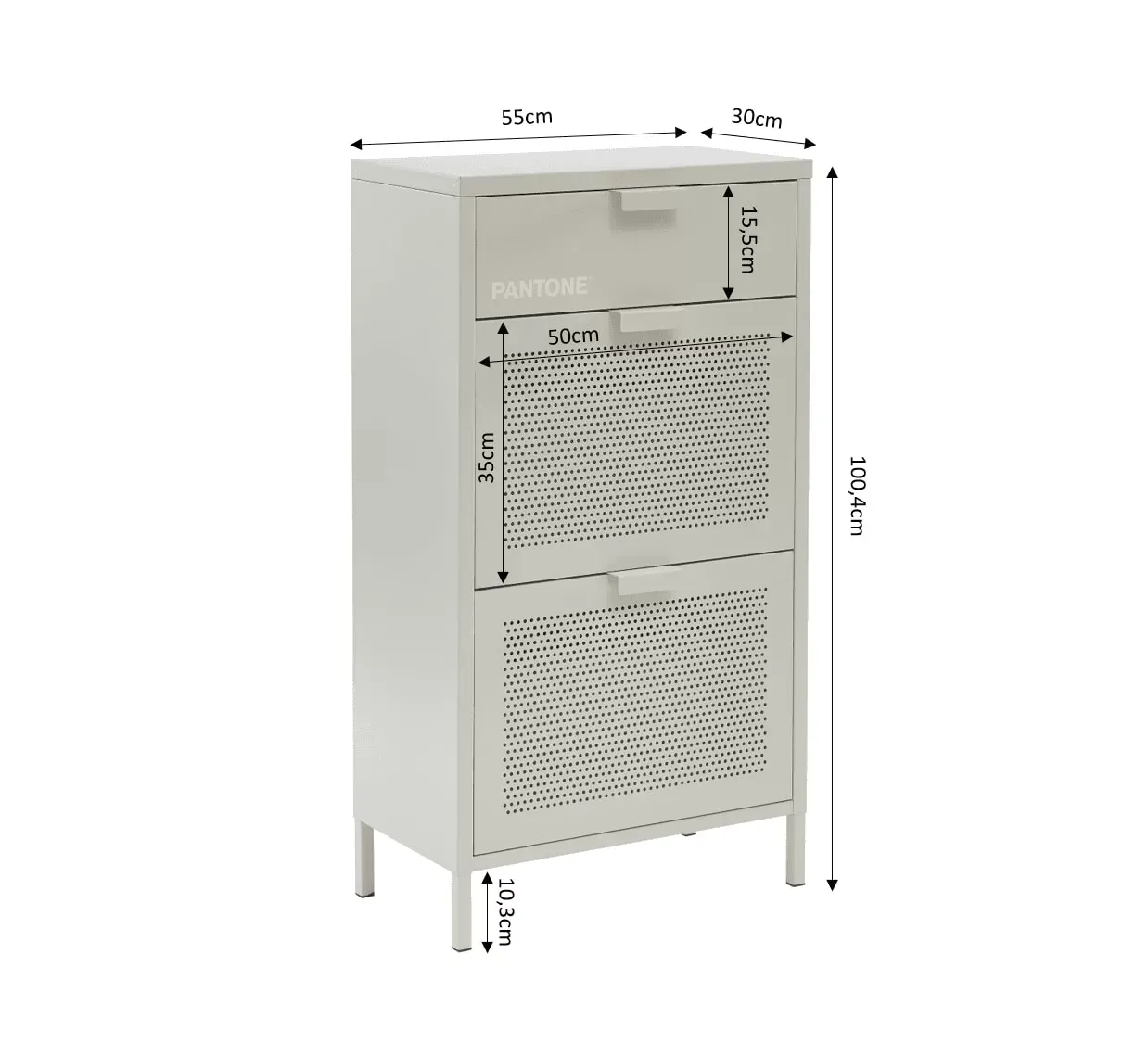 Illustration numéro 3 du produit Meuble à chaussures métal beige sable 55cm