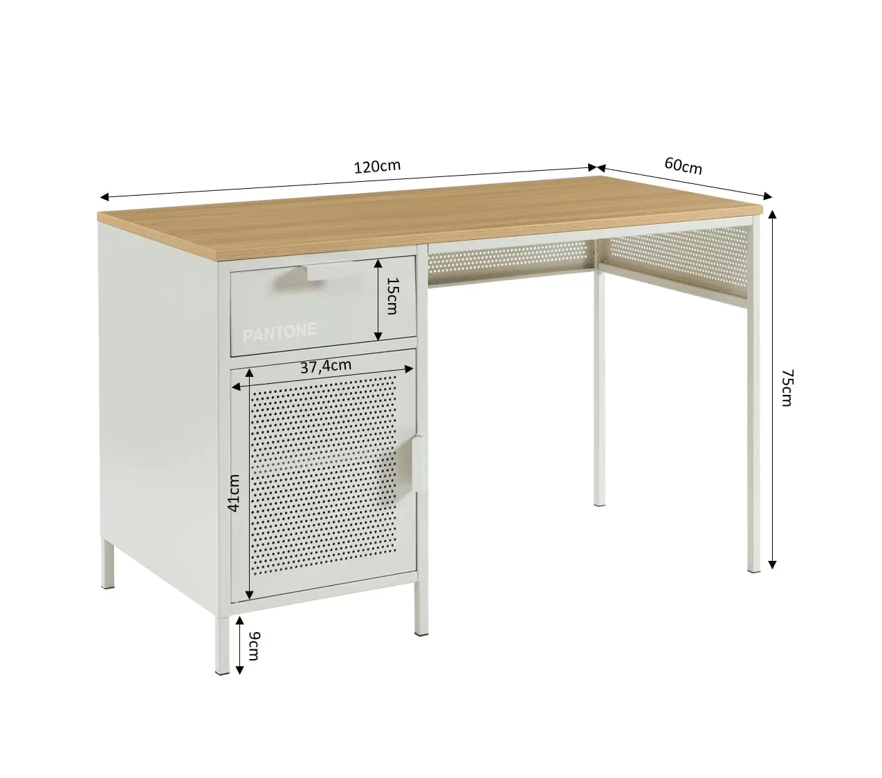 Illustration numéro 3 du produit Bureau métal beige sable 120cm