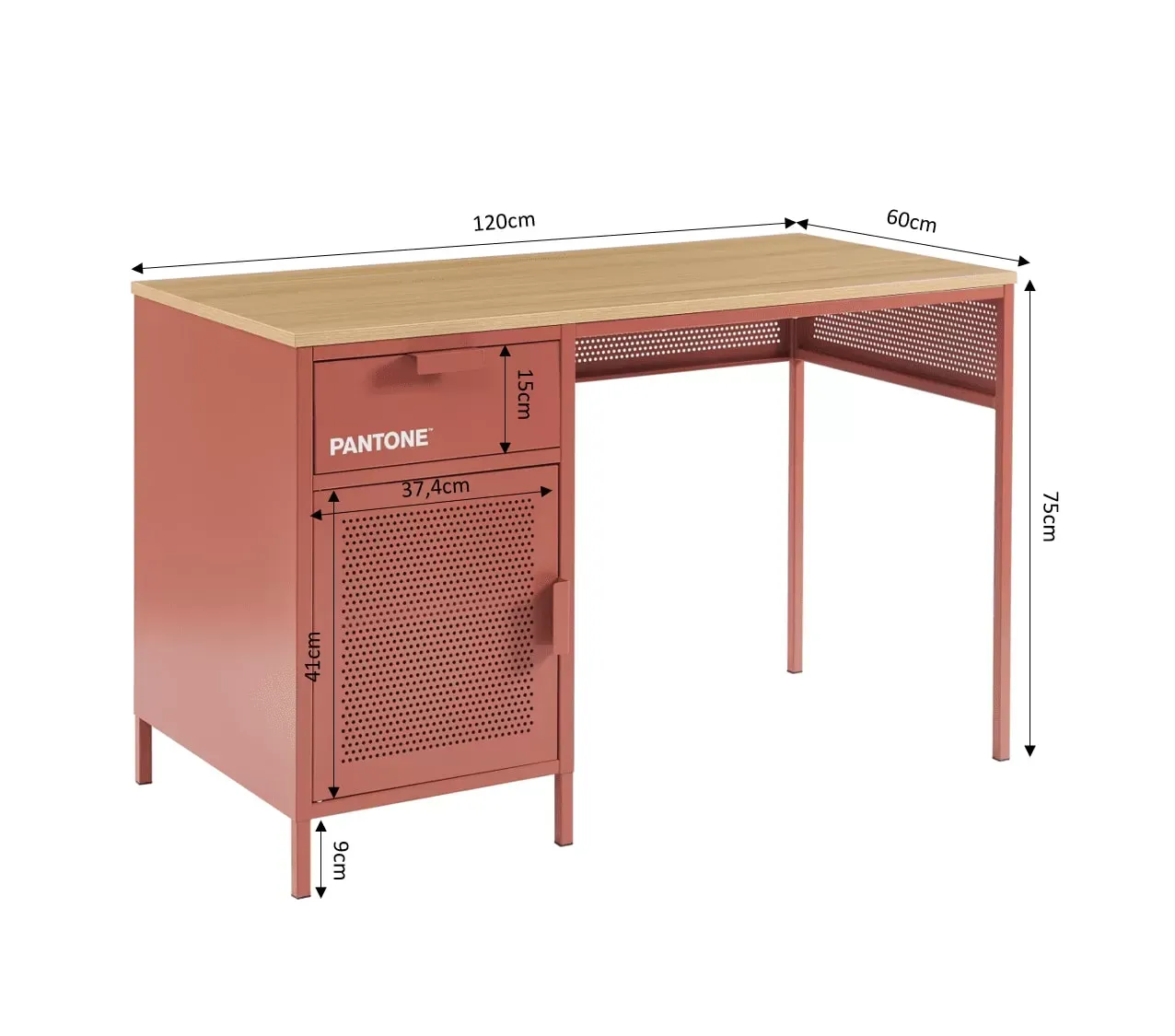 Illustration numéro 3 du produit Bureau métal terracotta 120cm