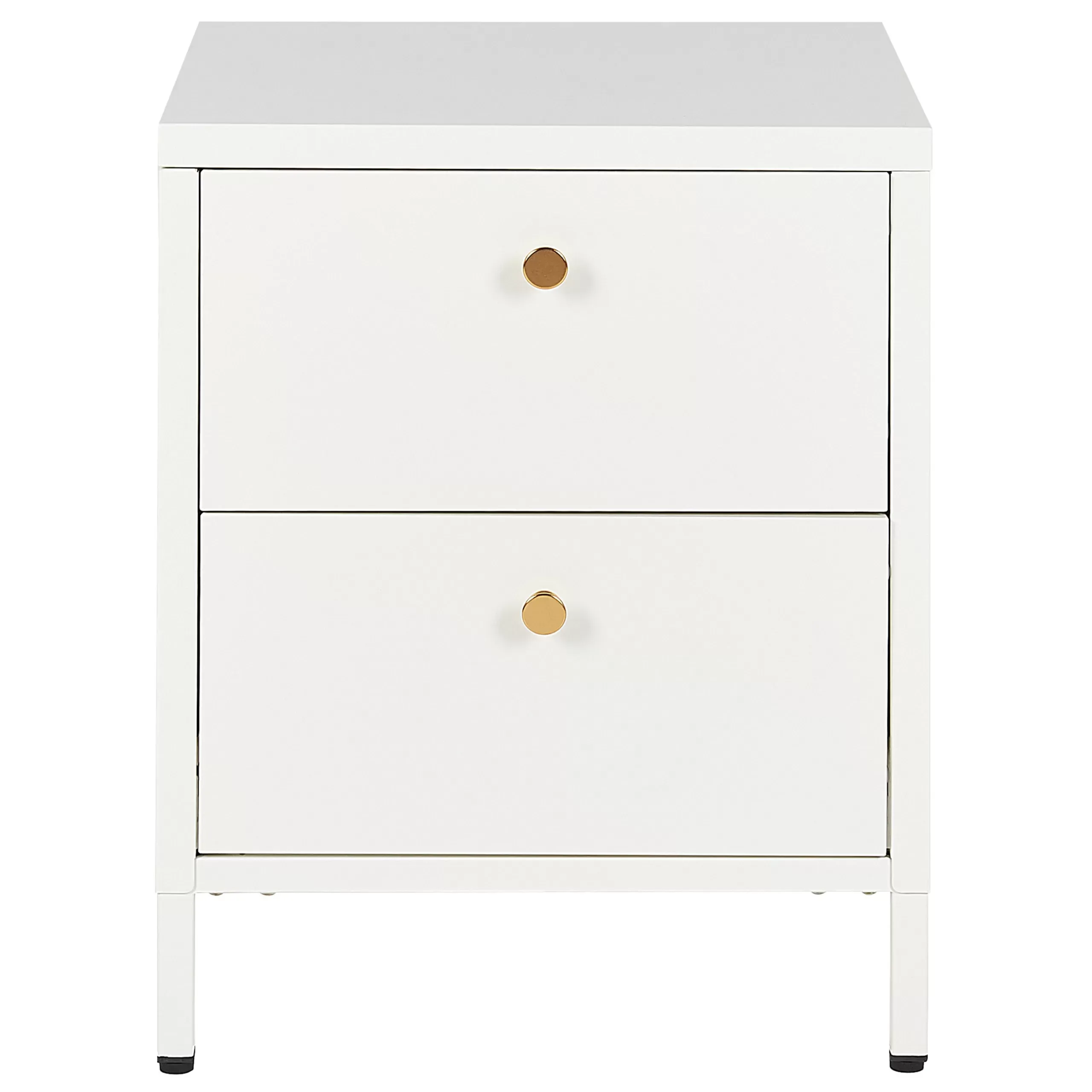 Illustration numéro 3 du produit Table de nuit à 2 tiroirs métal blanc