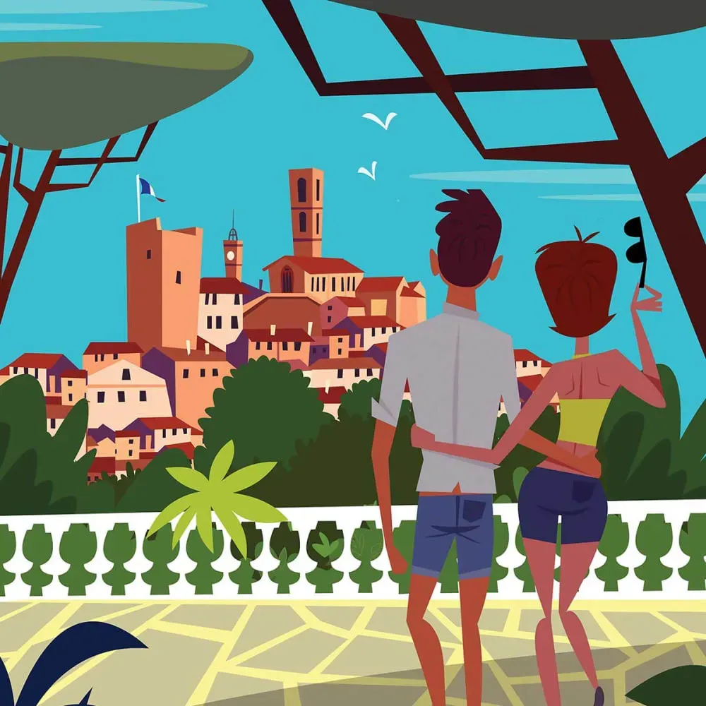 Illustration numéro 3 du produit Affiche voyage à Grasse avec cadre noir 40x60  cm