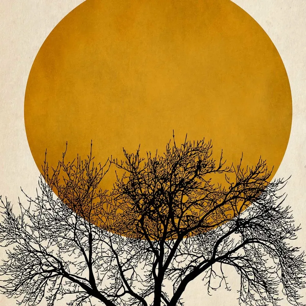 Illustration numéro 3 du produit Affiche dessin arbre et sérénité avec cadre noir 40x60  cm