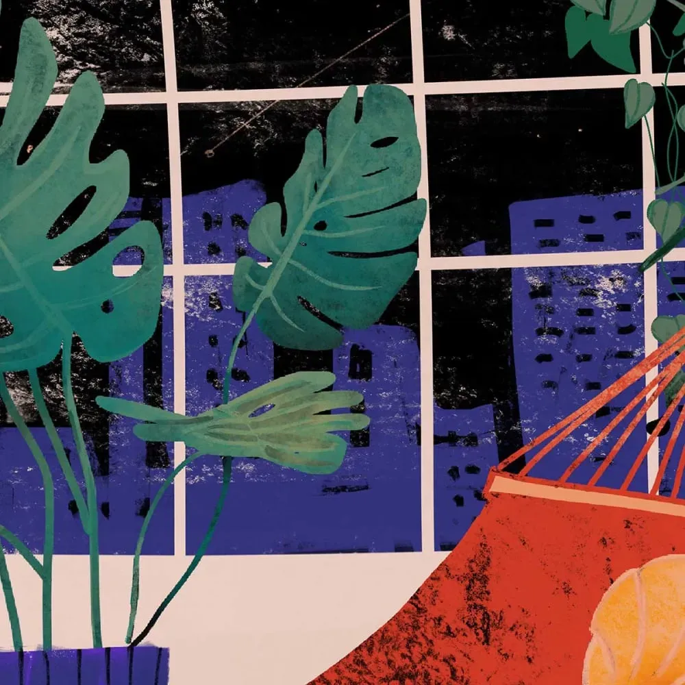 Illustration numéro 3 du produit Affiche illustration chill tropical avec cadre noir 30x30 cm