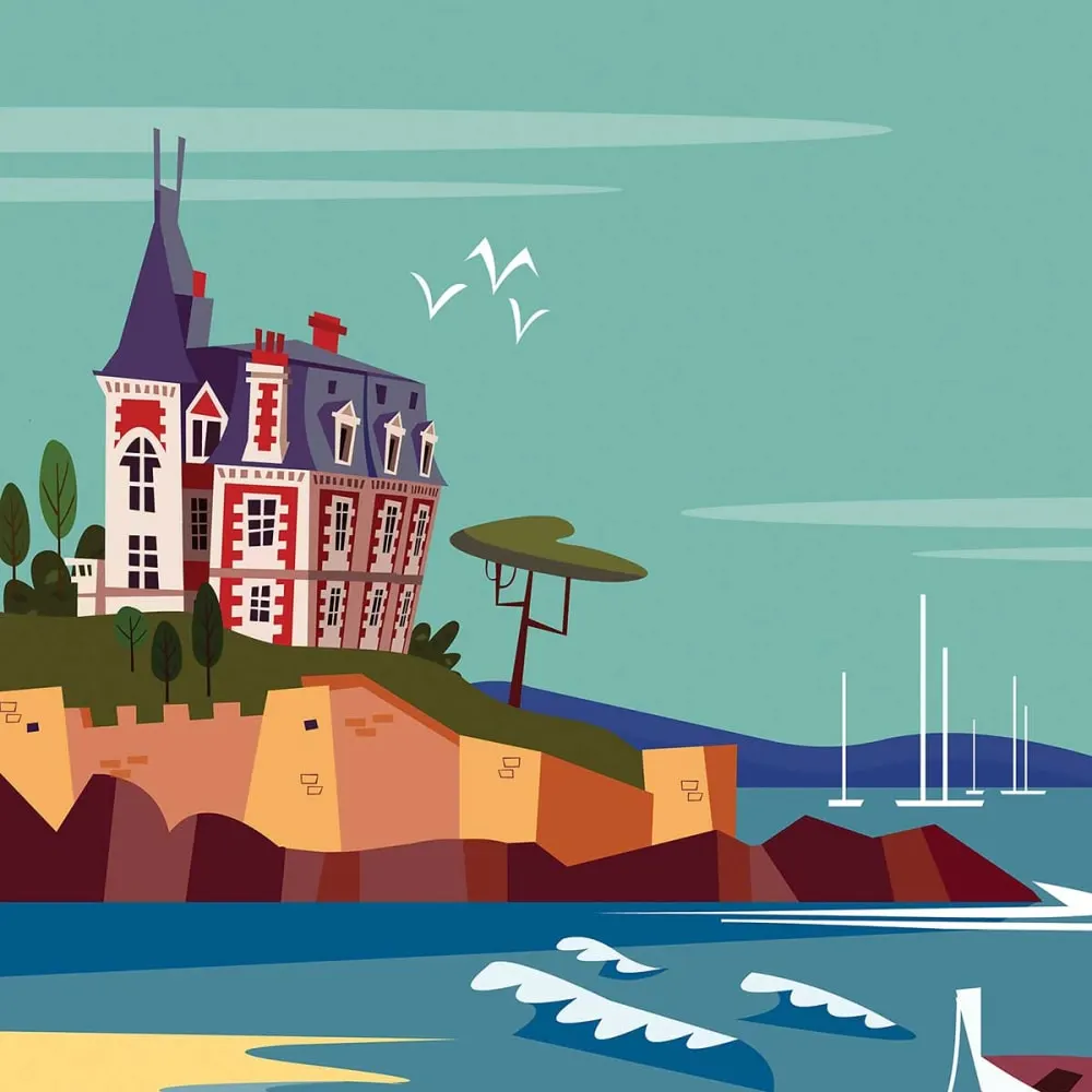 Illustration numéro 3 du produit Affiche voyage à dinard avec cadre noir 30x45 cm