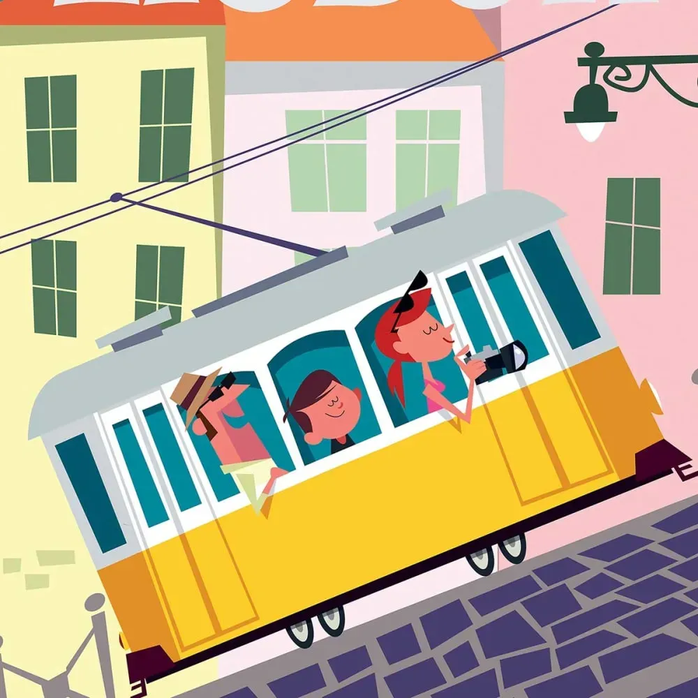 Illustration numéro 3 du produit Affiche un week end à Lisbonne avec cadre noir 60x90 cm