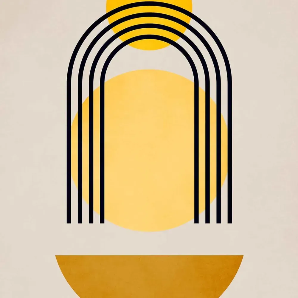 Illustration numéro 3 du produit Affiche dessin abstrait bauhaus n°5 avec cadre noir 60x90 cm