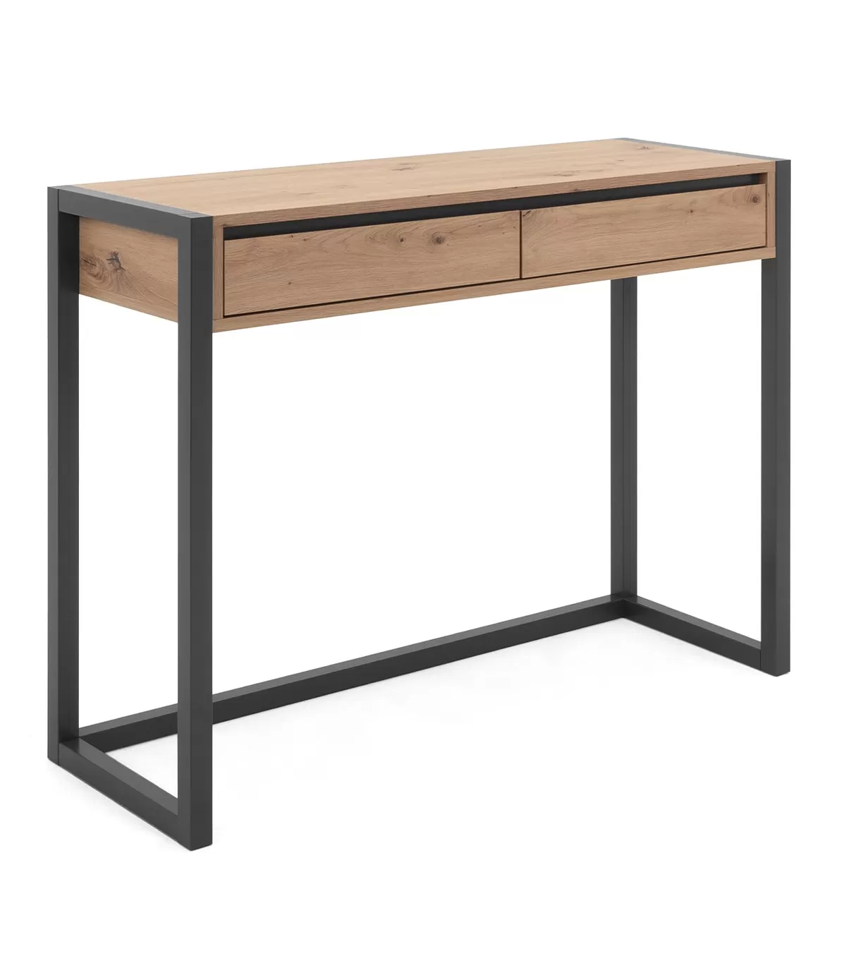 Illustration numéro 3 du produit Console Industrielle 2 tiroirs L100 cm - Décor Bois Clair