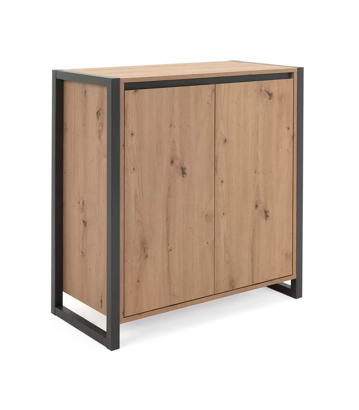 Illustration numéro 3 du produit Petit Buffet de Rangement 2 Portes L80 cm - Décor Bois Clair