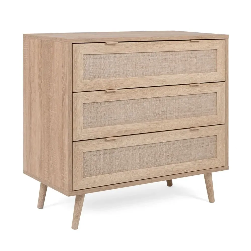 Illustration numéro 3 du produit Commode 3 Tiroirs L80 cm - Impression effet rotin