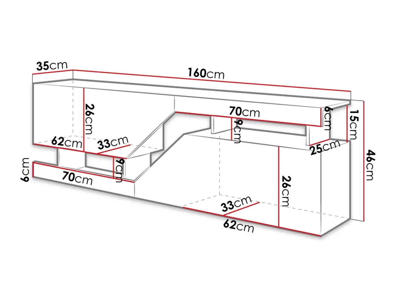 Illustration numéro 3 du produit Meuble TV style industriel 160 cm bois / blanc