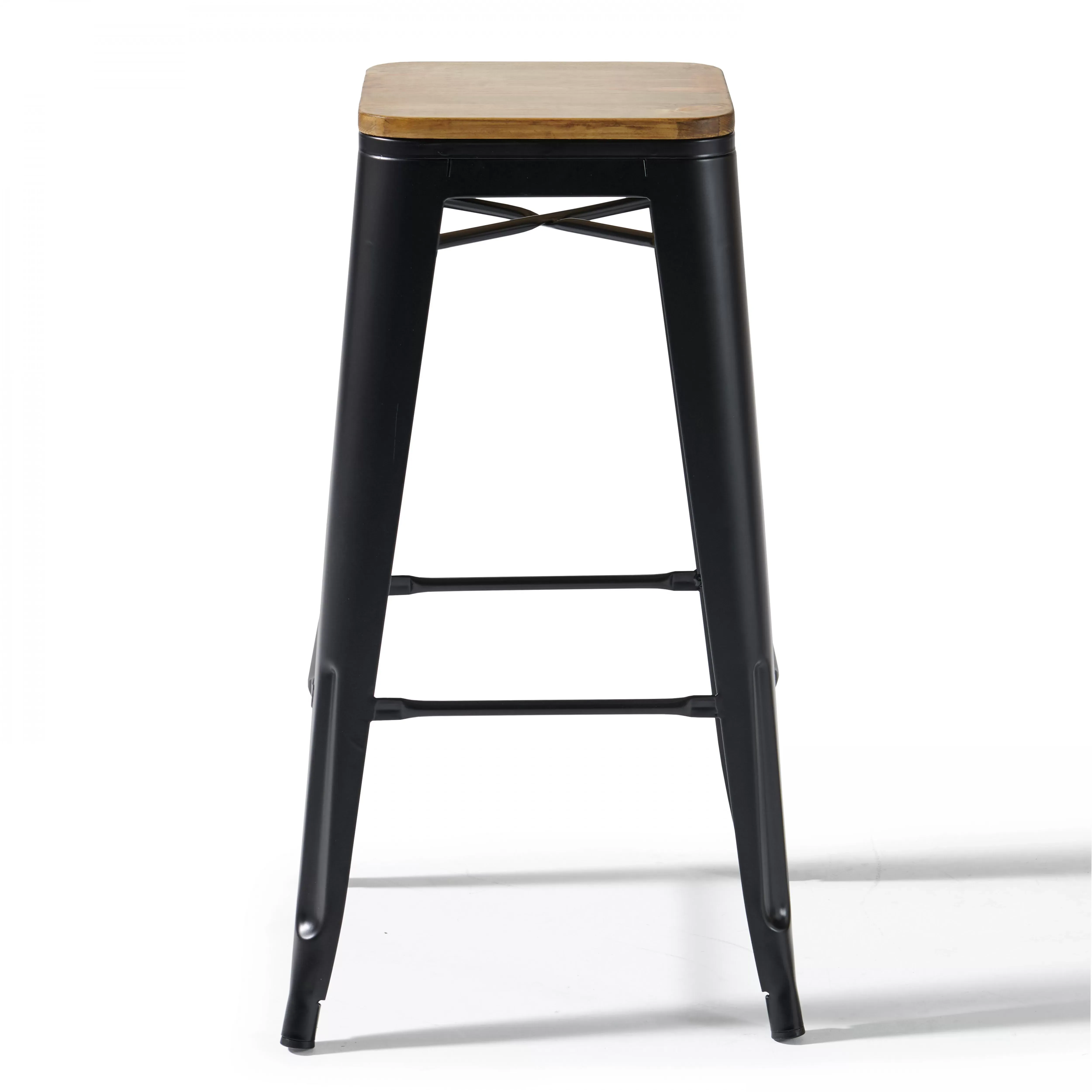 Illustration numéro 3 du produit Lot de 4 tabourets de bar en acier noir mat