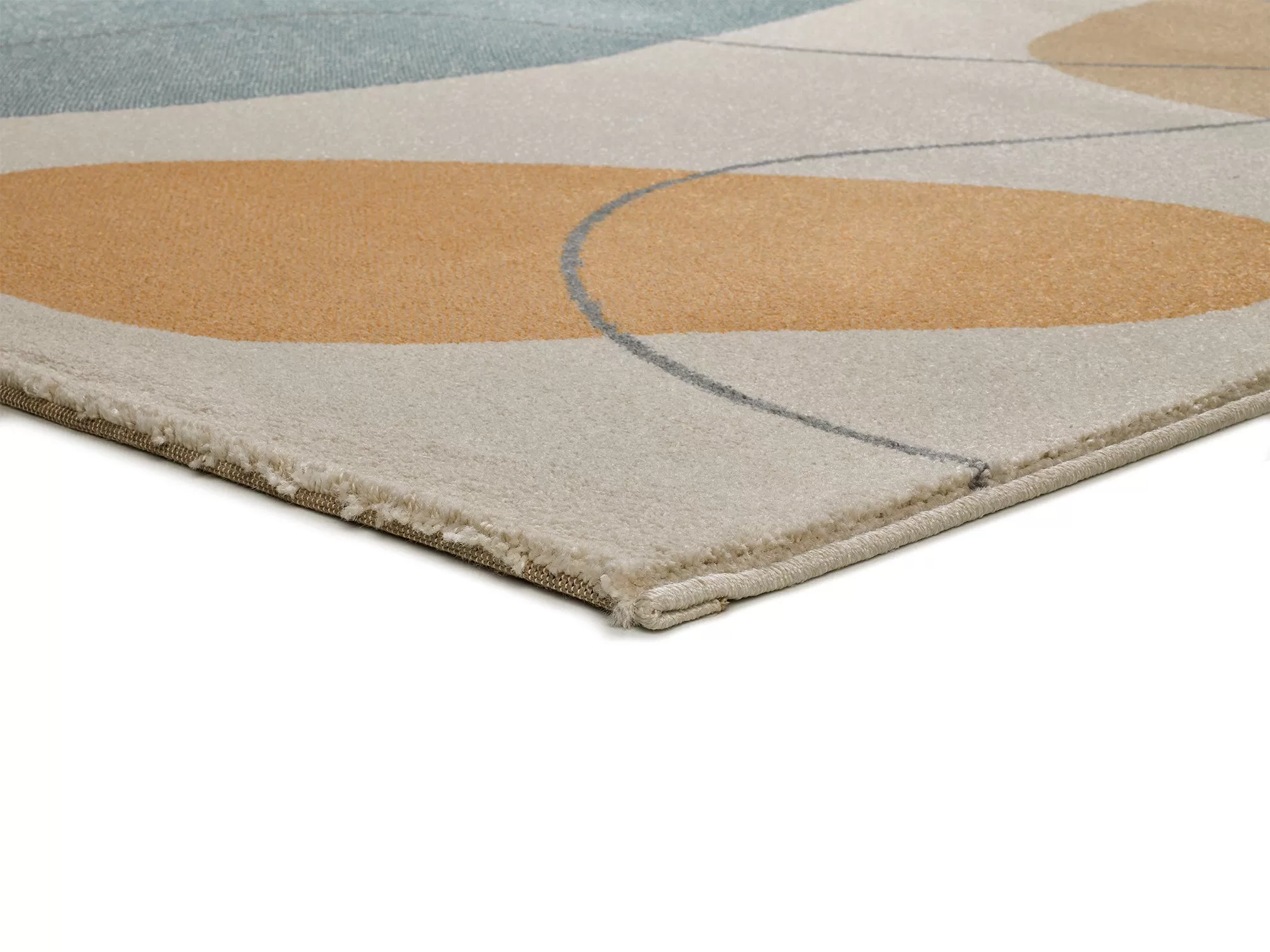Illustration numéro 3 du produit Tapis formes organiques beige/bleu/moutarde 160x230 cm