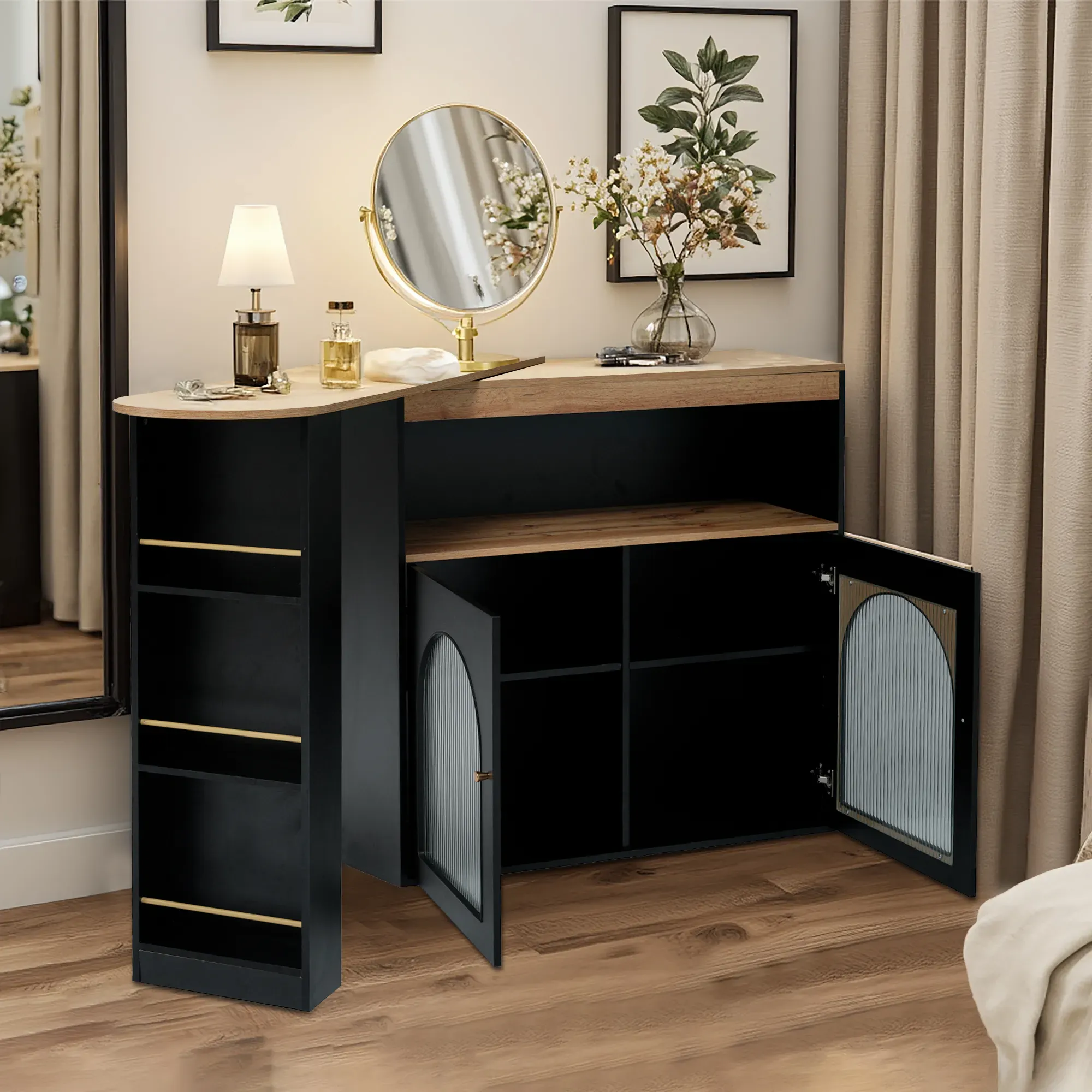 Illustration numéro 3 du produit Coiffeuse avec Rangement Élégance et Fonctionnalité