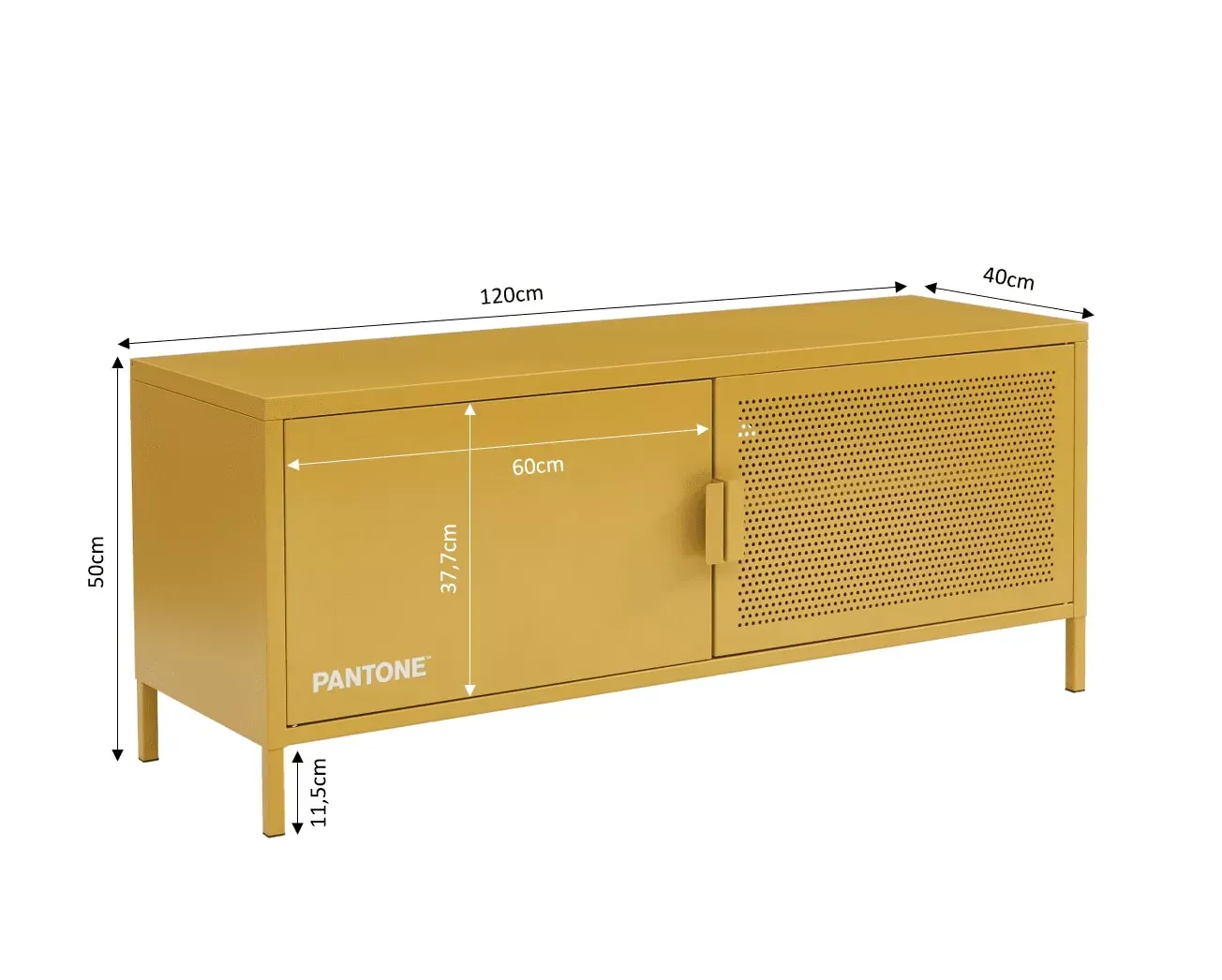 Illustration numéro 3 du produit Meuble TV jaune moutarde 120cm