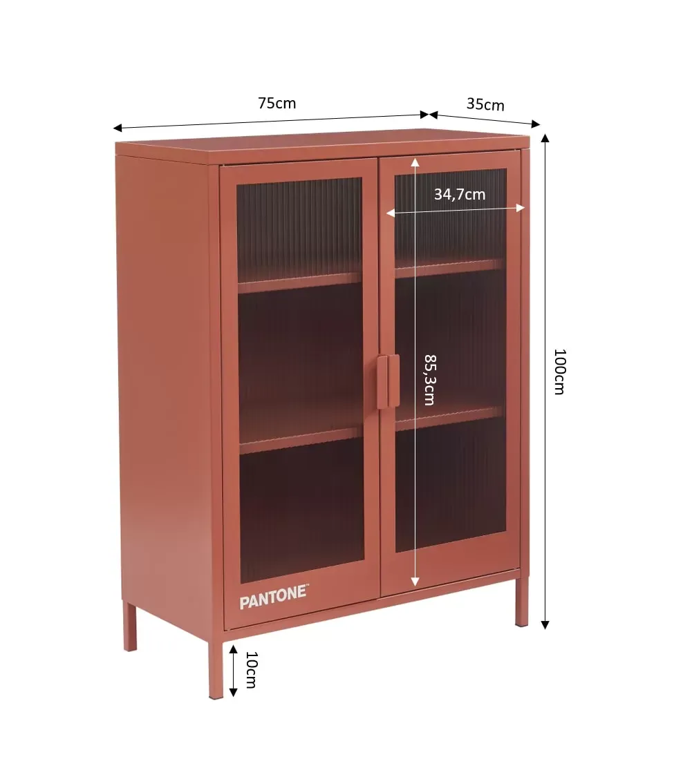 Illustration numéro 3 du produit Buffet terracotta portes en verre cannelé