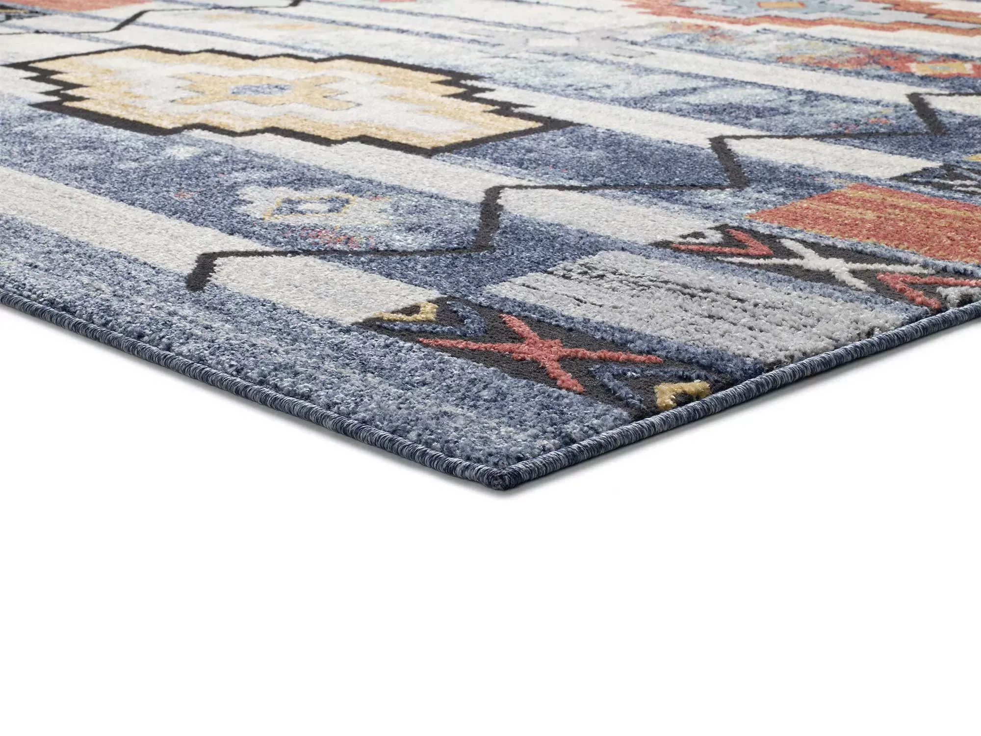 Illustration numéro 3 du produit Tapis ethnique bleu/beige/rouille 80x150 cm