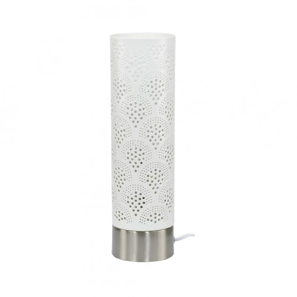 Illustration numéro 3 du produit Lampe tactile grand modèle en métal perforé blanc
