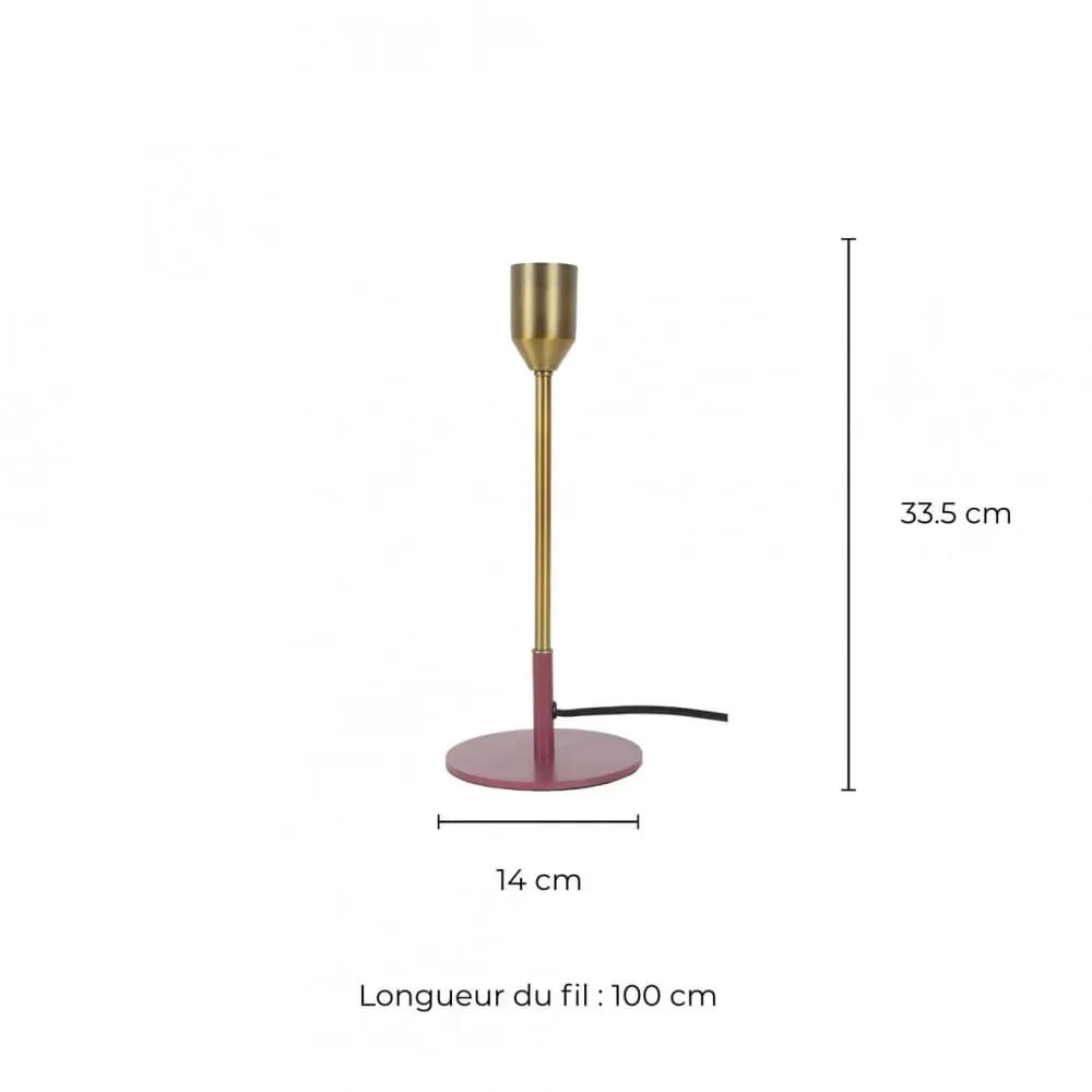 Illustration numéro 3 du produit Pied de lampe grand modèle en métal doré, socle rose