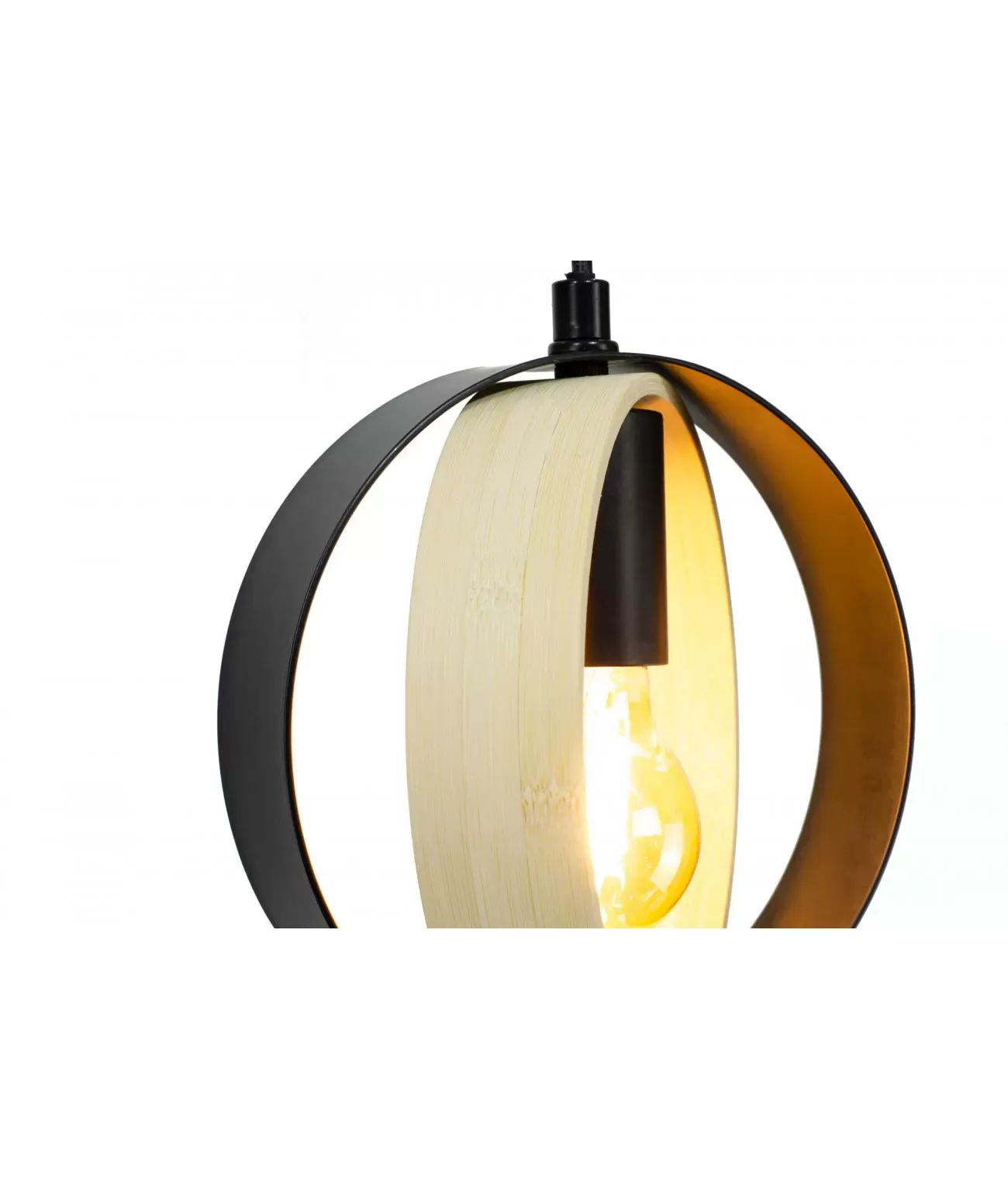 Illustration numéro 3 du produit Suspension petit modèle en métal noir et bambou naturel