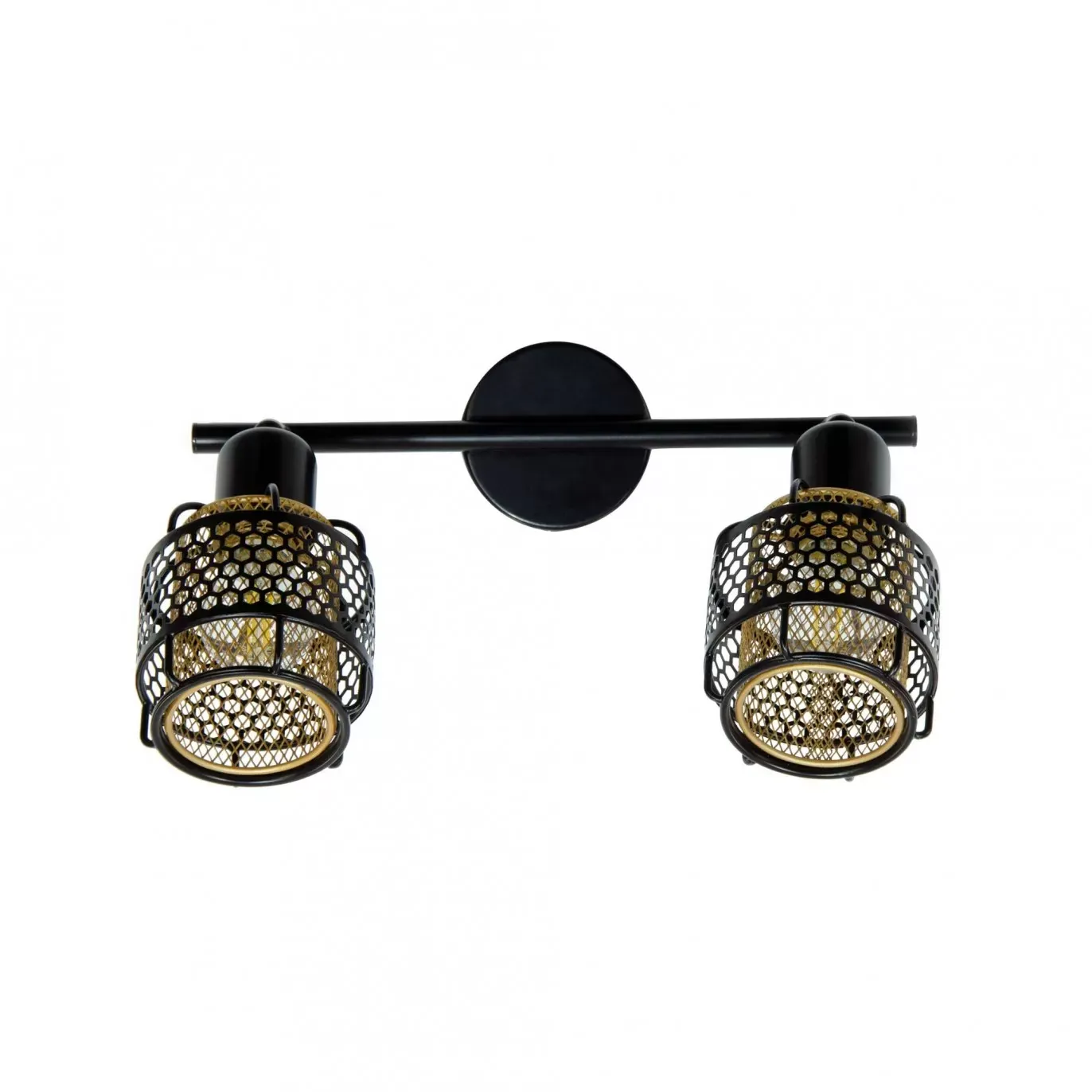 Illustration numéro 3 du produit Applique 2 lumières en métal grillagé noir et cuivré