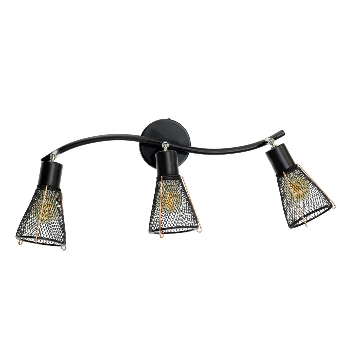 Illustration numéro 3 du produit Applique murale 3L en métal grillagé noir et cuivré
