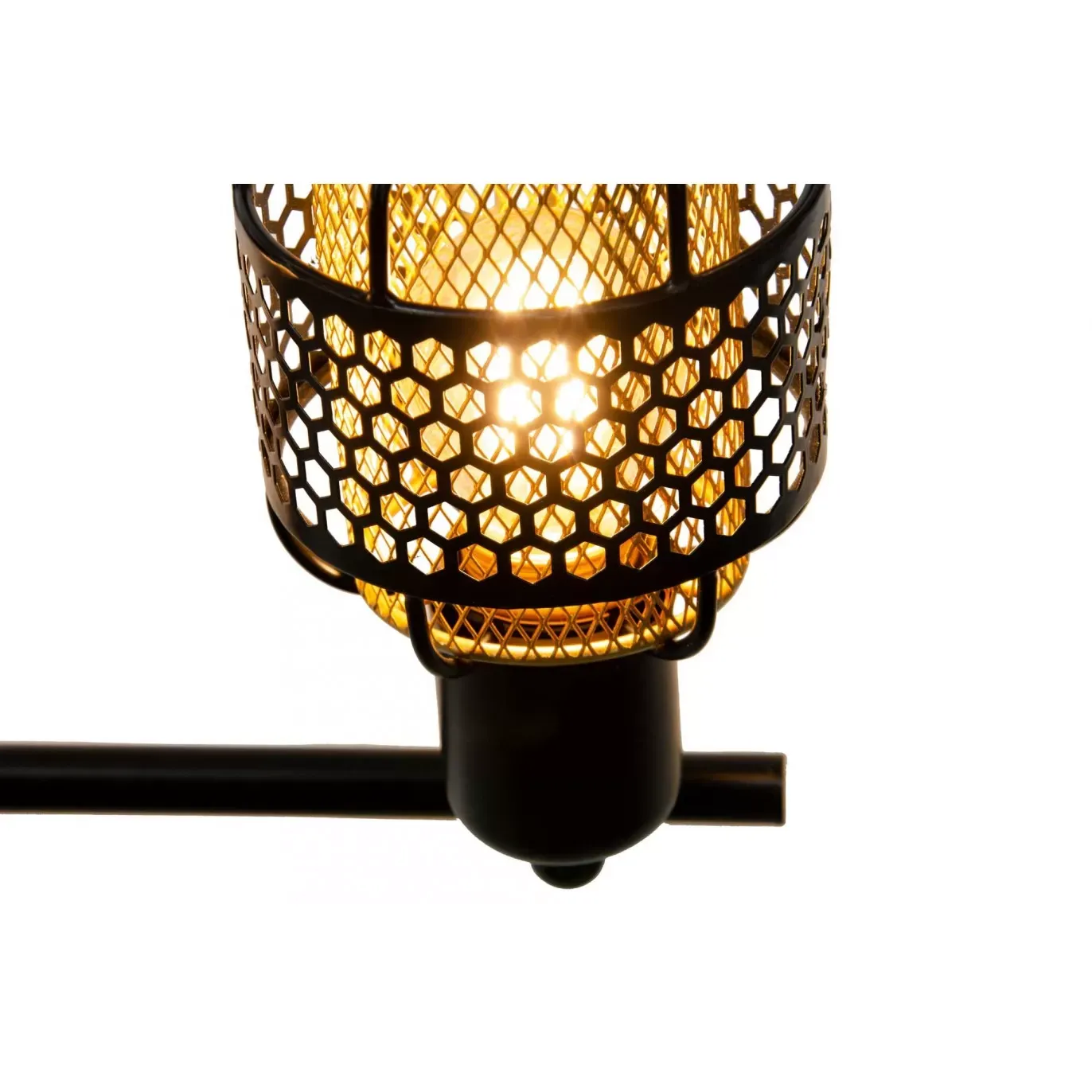 Illustration numéro 3 du produit Applique 3 lumières en métal grillagé noir et cuivré