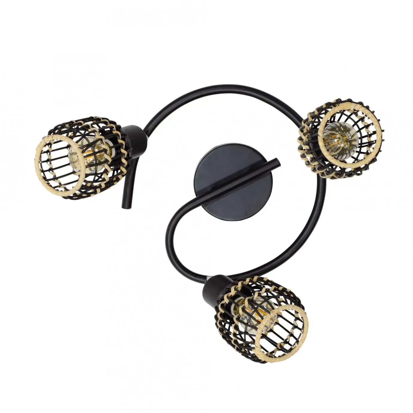 Illustration numéro 3 du produit Plafonnier 3 lumières en rotin noir et naturel