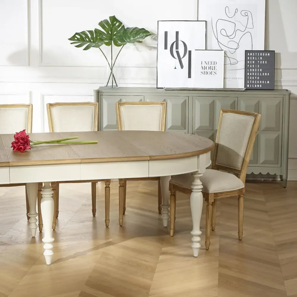 Illustration numéro 3 du produit Lot de 2 chaises en bois et lin beige