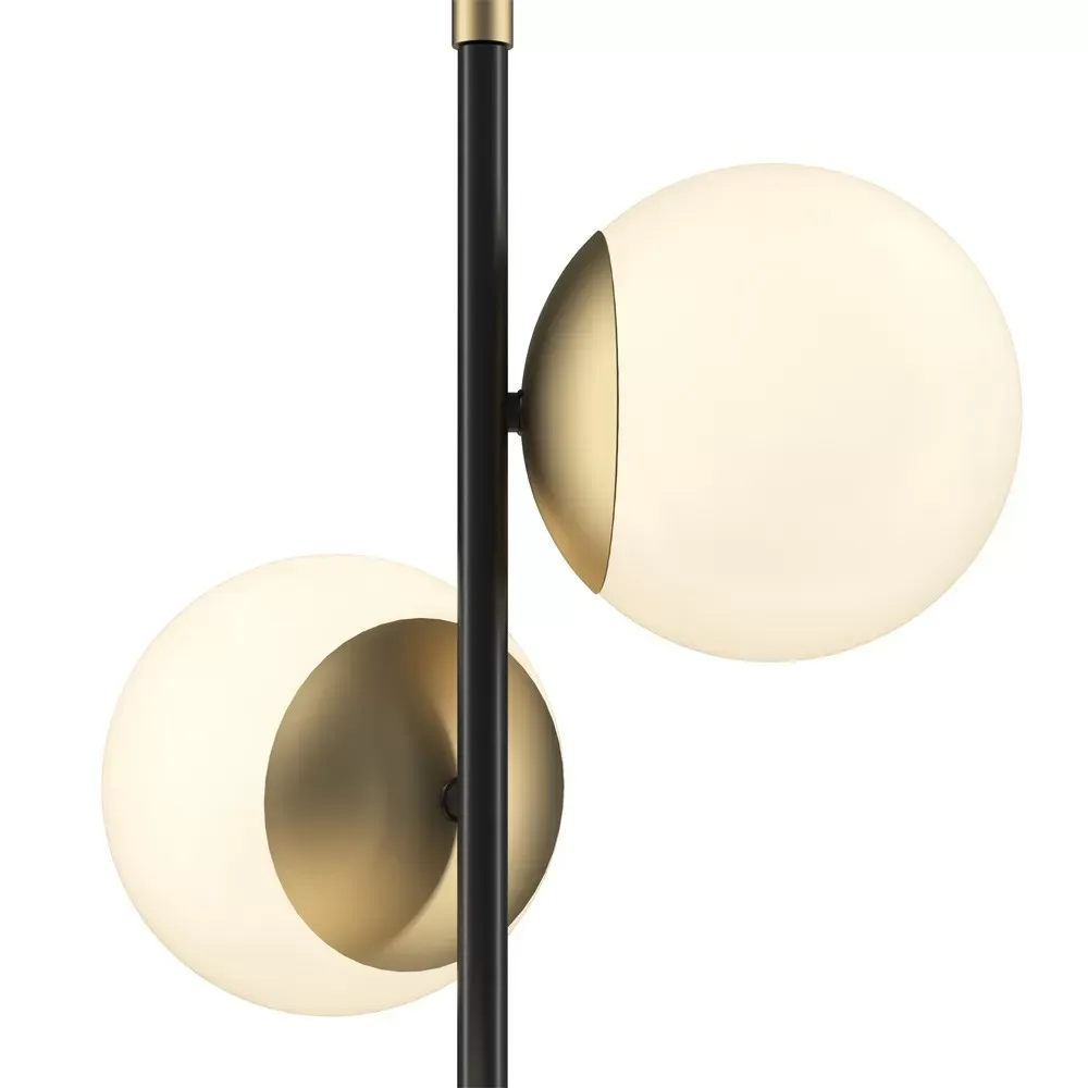 Illustration numéro 3 du produit Lampadaire noir moderne avec structure en métal et 3 sphères blanches