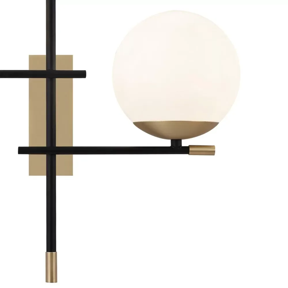 Illustration numéro 3 du produit Applique noire futuriste avec structure en métal et 2 sphères