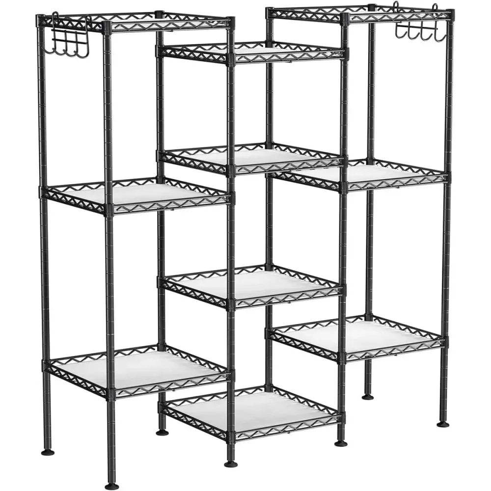 Illustration numéro 3 du produit Etagère de salle de bain métal noir avec grille de rangement modulable