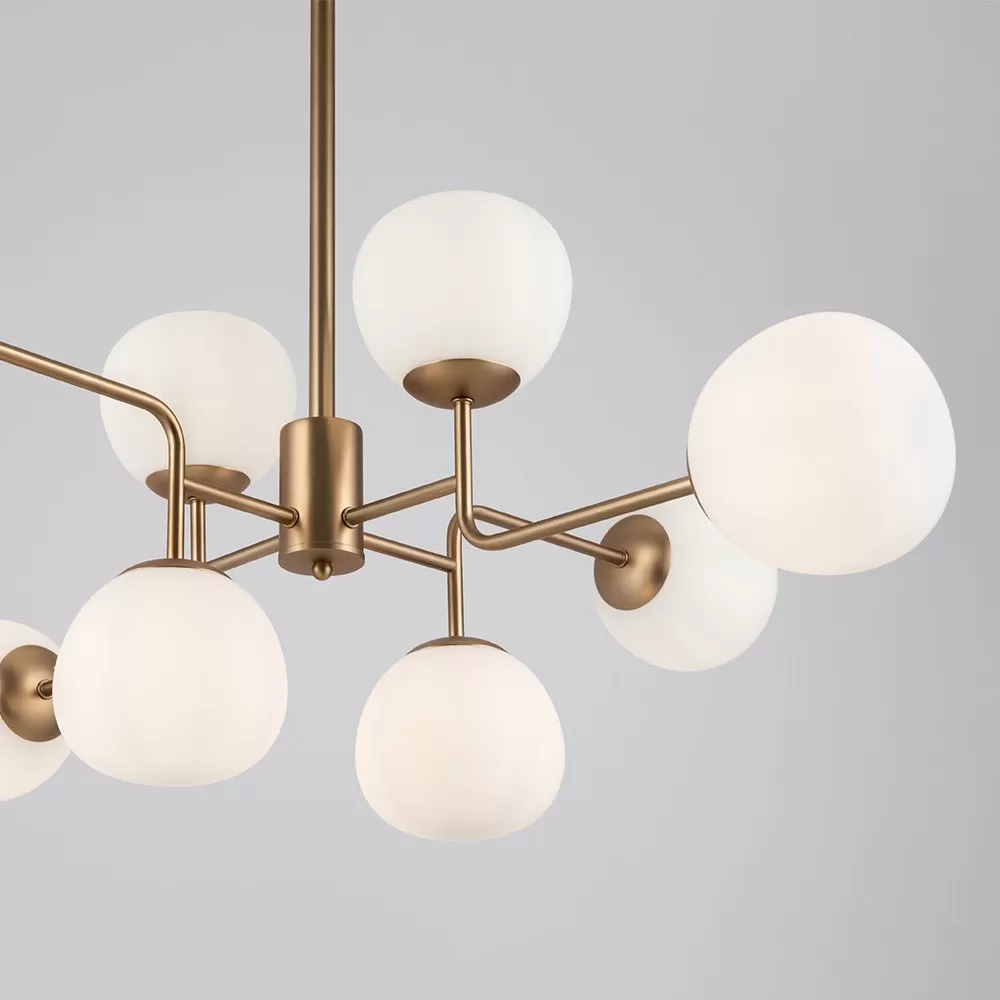 Illustration numéro 3 du produit Suspension moderne 8 lumières en laiton et sphères en verre