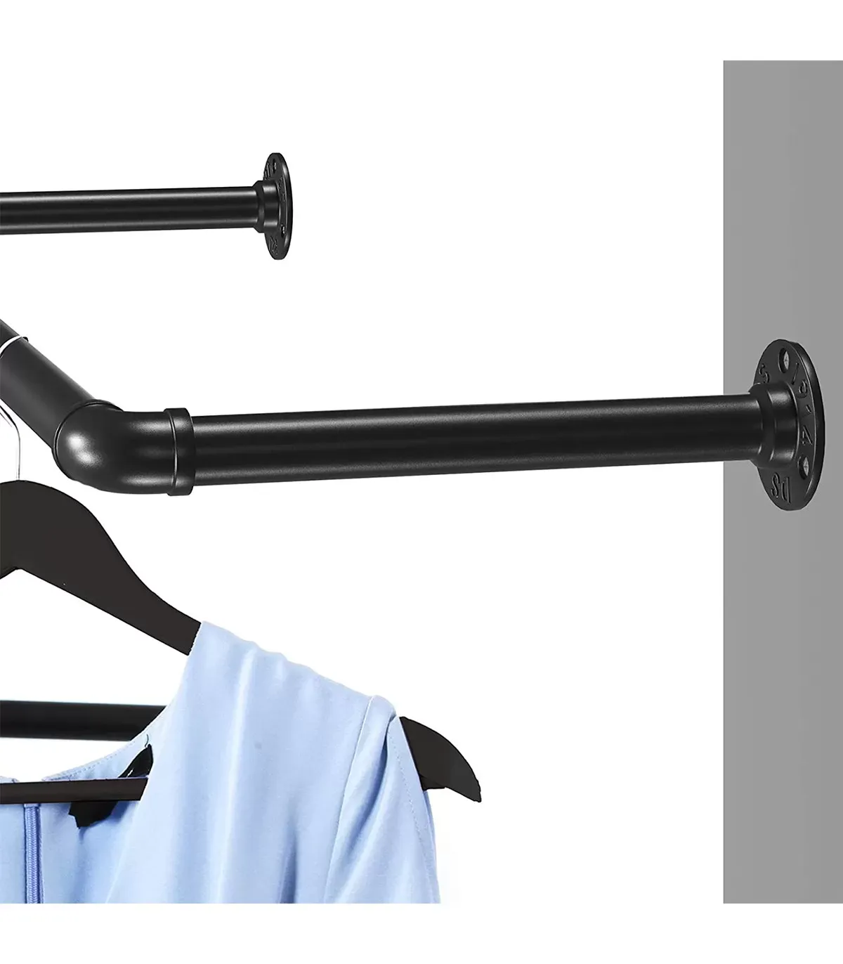 Illustration numéro 3 du produit Ensemble de 2 patères murales noires pour vêtements - L92 x P30 cm