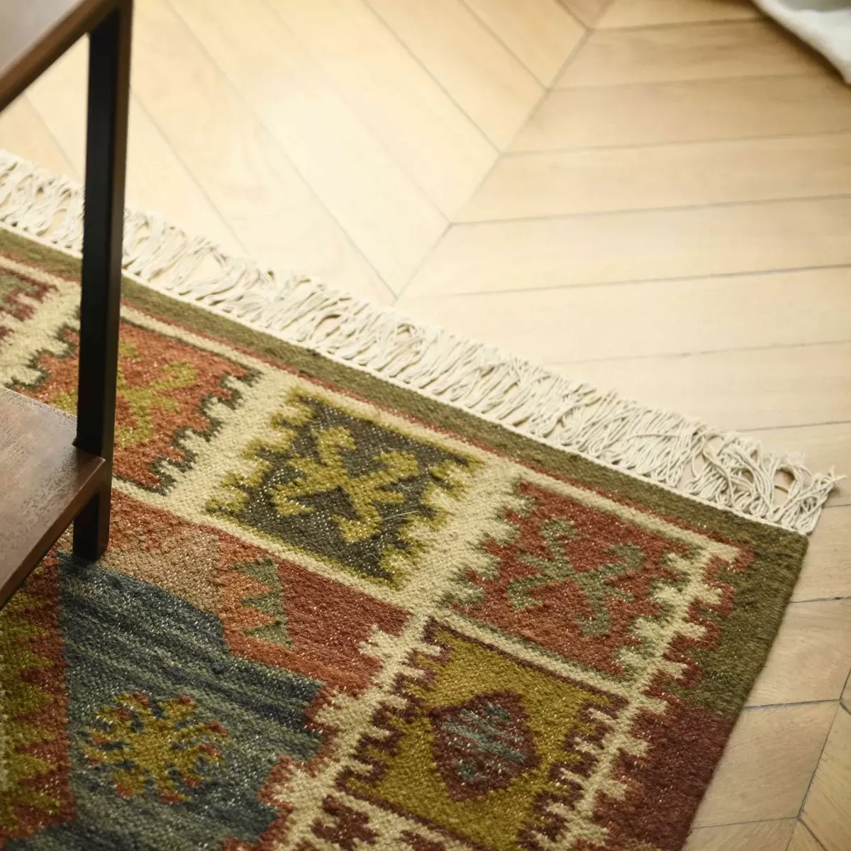 Illustration numéro 3 du produit Tapis coton et laine motifs kilim