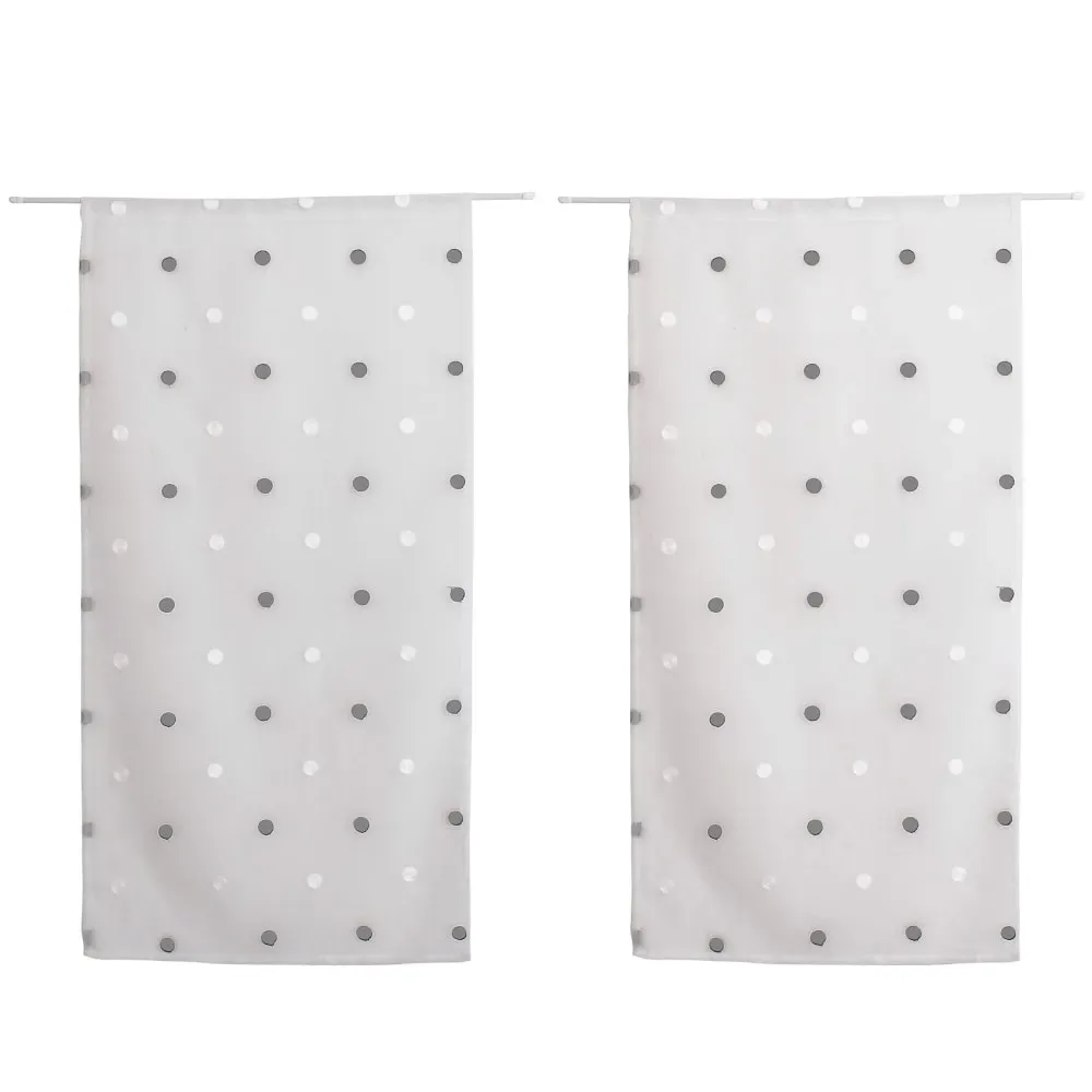 Illustration numéro 3 du produit Paire de petits voilages droits à pois colorés polyester blanc 60x90