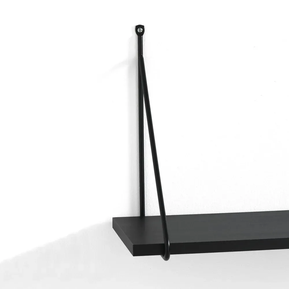 Illustration numéro 3 du produit Étagère murale effet bois noir H30 x L60 x P22