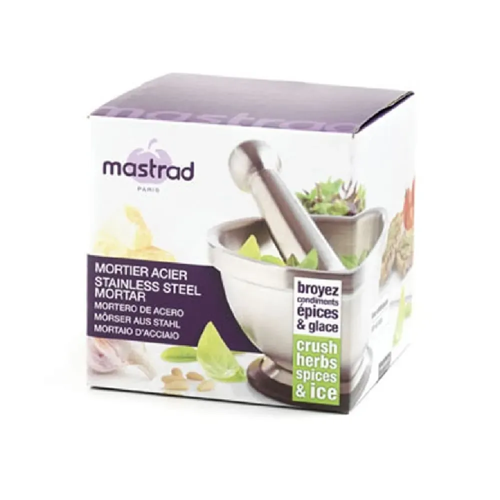 Illustration numéro 3 du produit Mortier et pilon en acier inoxydable