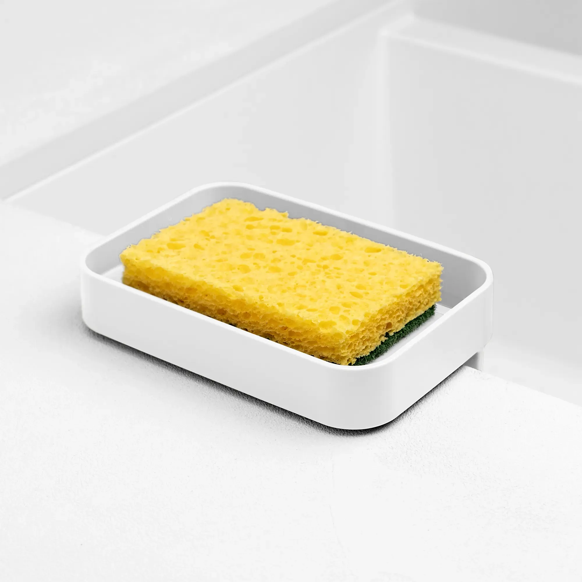 Illustration numéro 3 du produit Porte-éponge à ventouses en polypropylène blanc