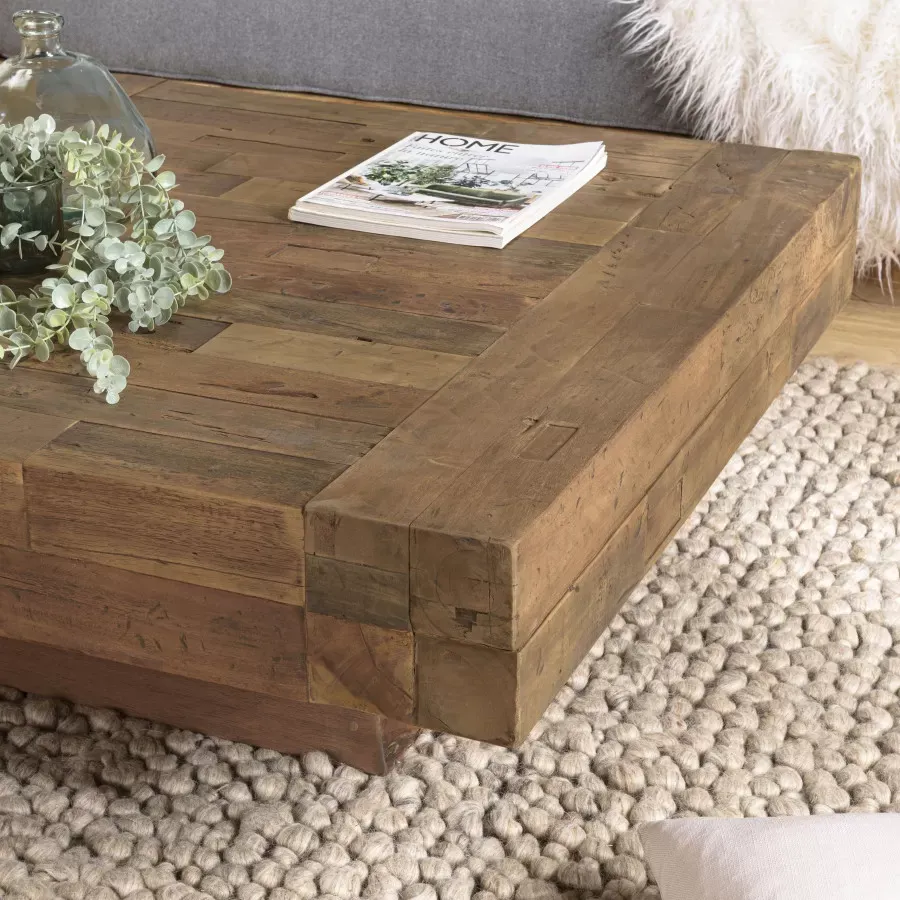 Illustration numéro 3 du produit Table basse carrée bois massif