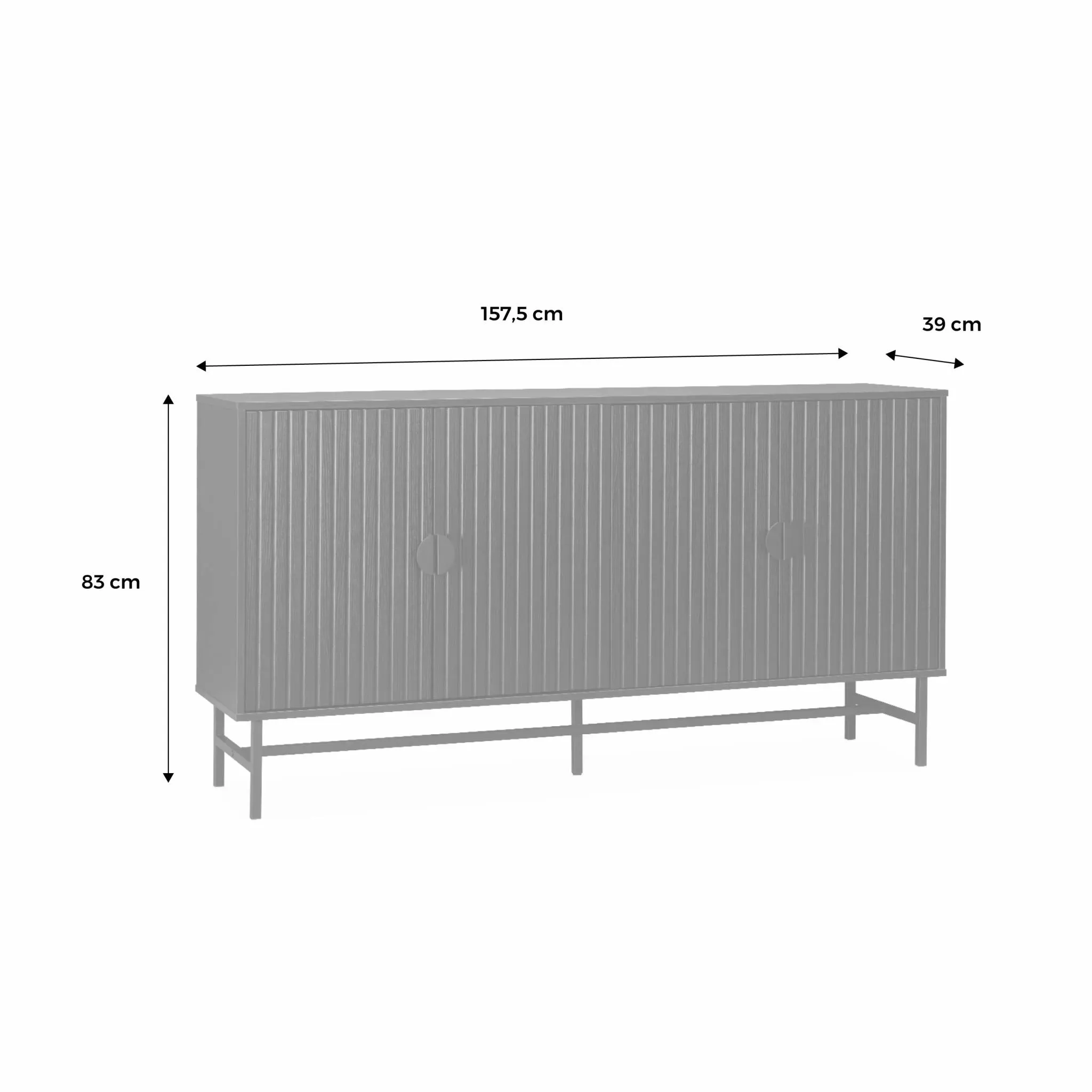 Illustration numéro 3 du produit Buffet effet bois rainuré noir 4 portes