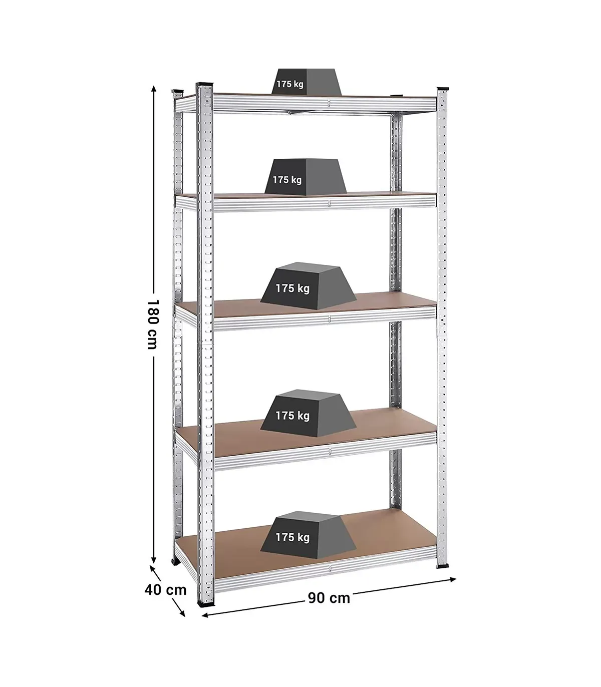 Illustration numéro 3 du produit Lot de deux étagères 5 niveaux - H180 cm - Gris