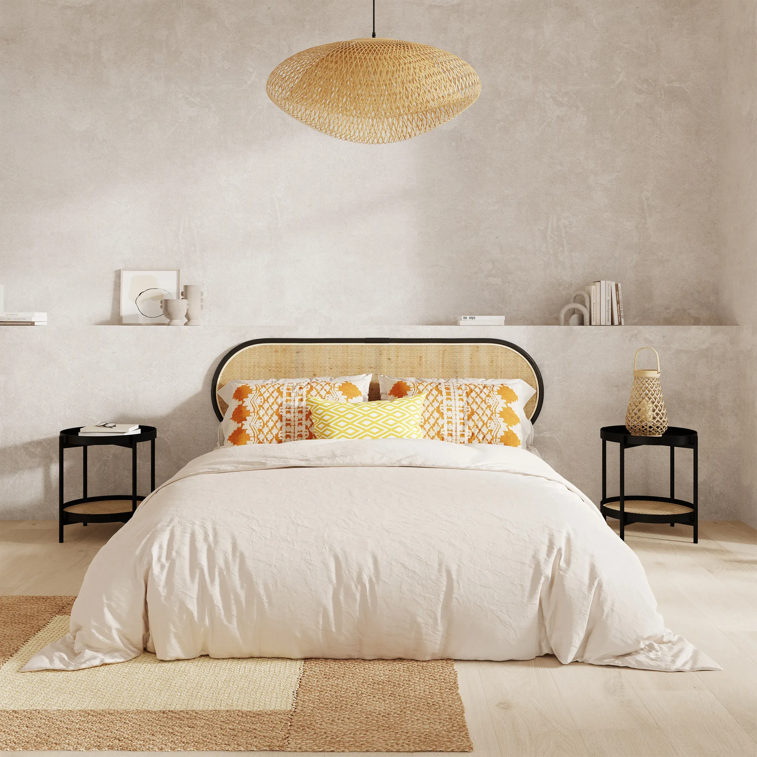 Illustration numéro 3 du produit Table basse en cannage et bois de mindi noir D49 cm