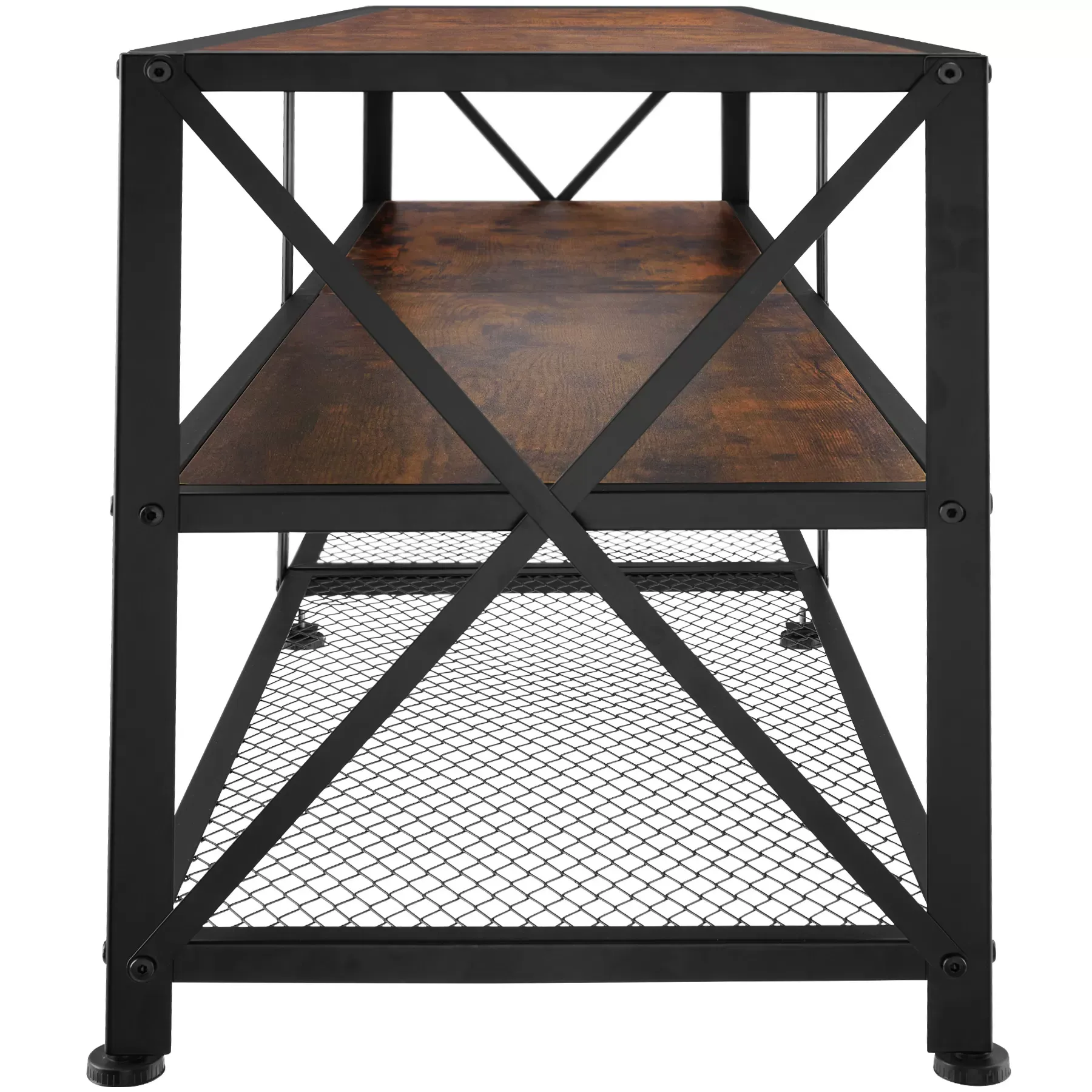 Illustration numéro 3 du produit Meuble TV Style industriel Pieds réglables en hauteur Bois foncé