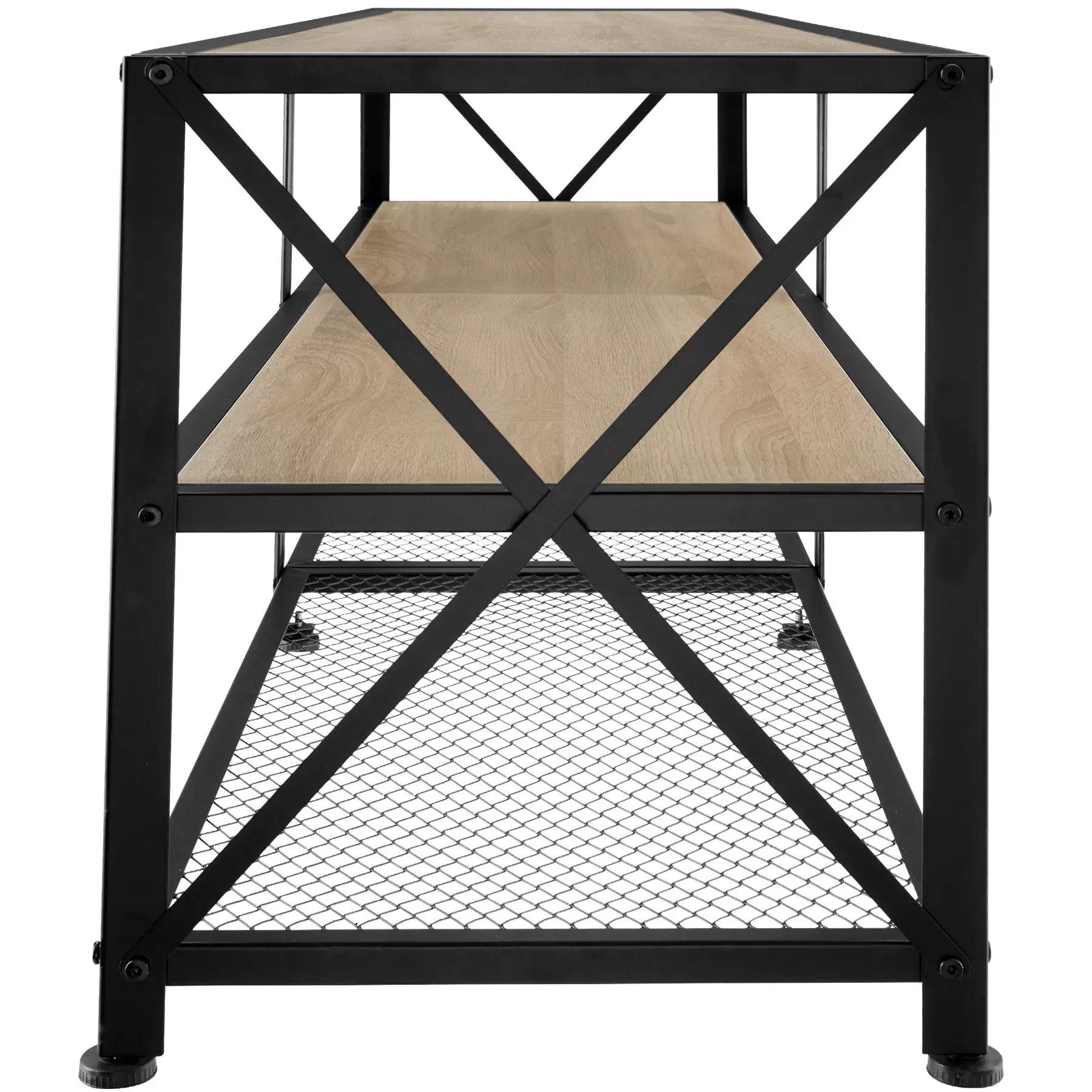 Illustration numéro 3 du produit Meuble TV Style industriel Pieds réglables en hauteur Bois clair