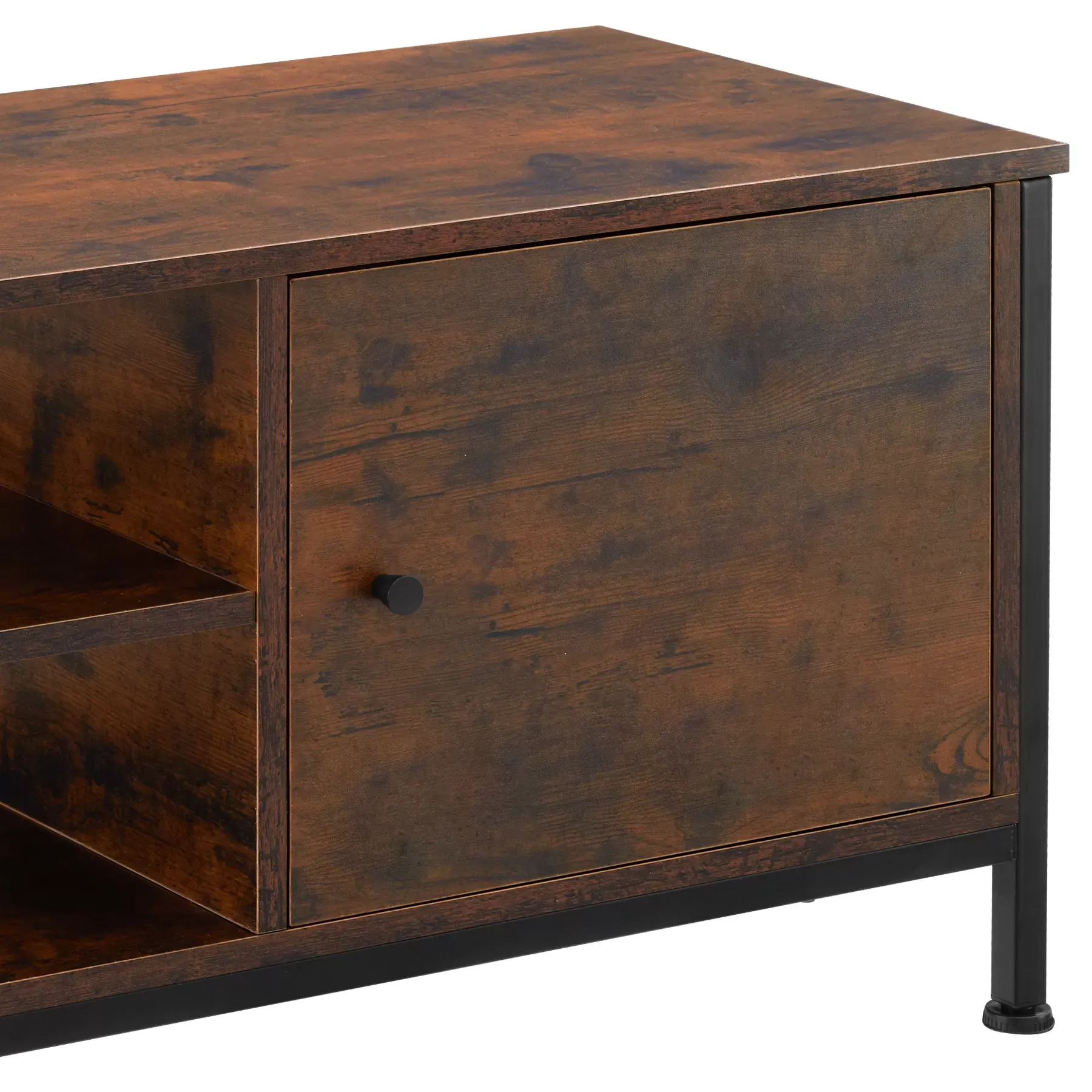 Illustration numéro 3 du produit Meuble TV Style industriel Pieds réglables Bois foncé